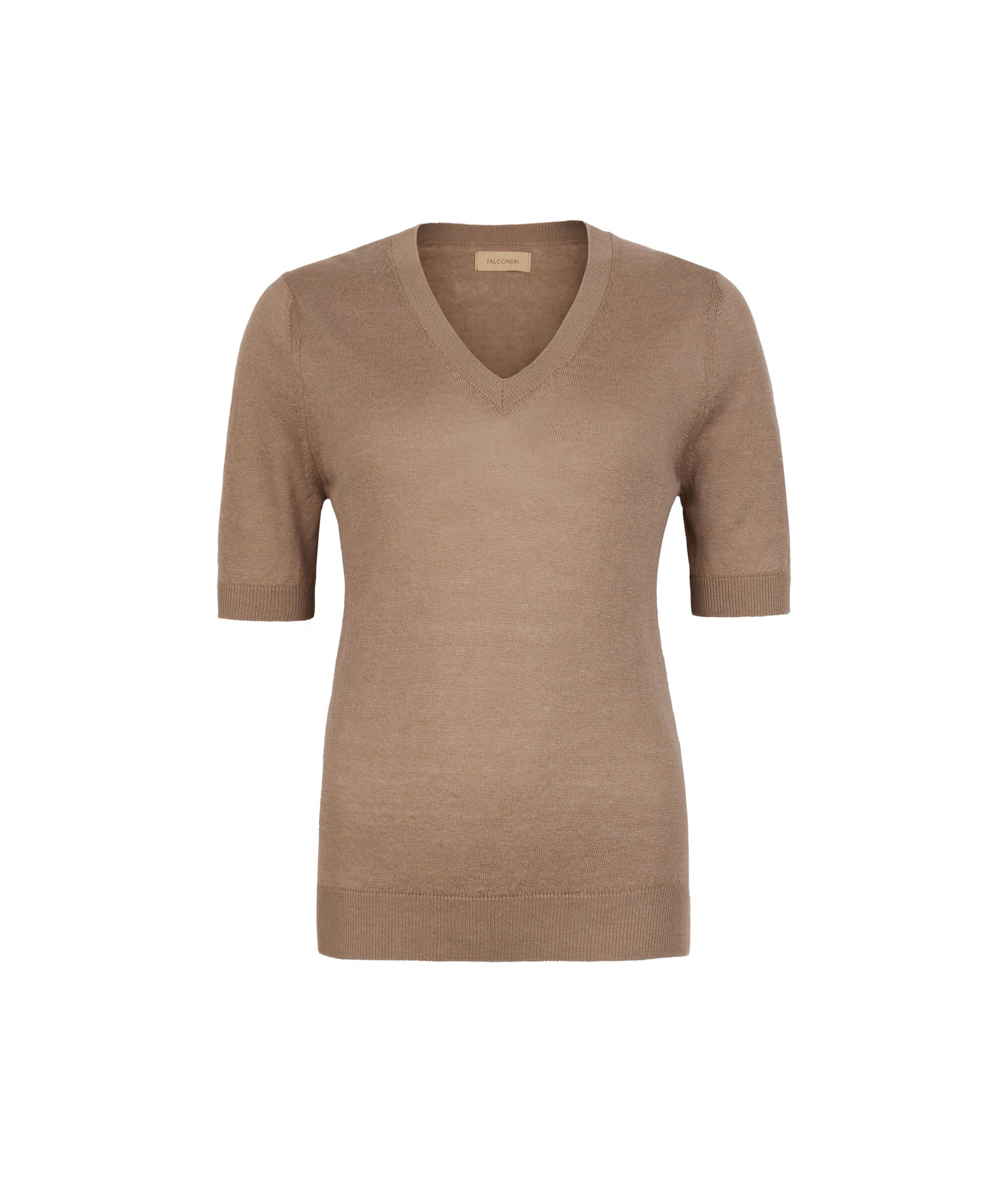 V Neck T-Shirt in Linen and Cotton