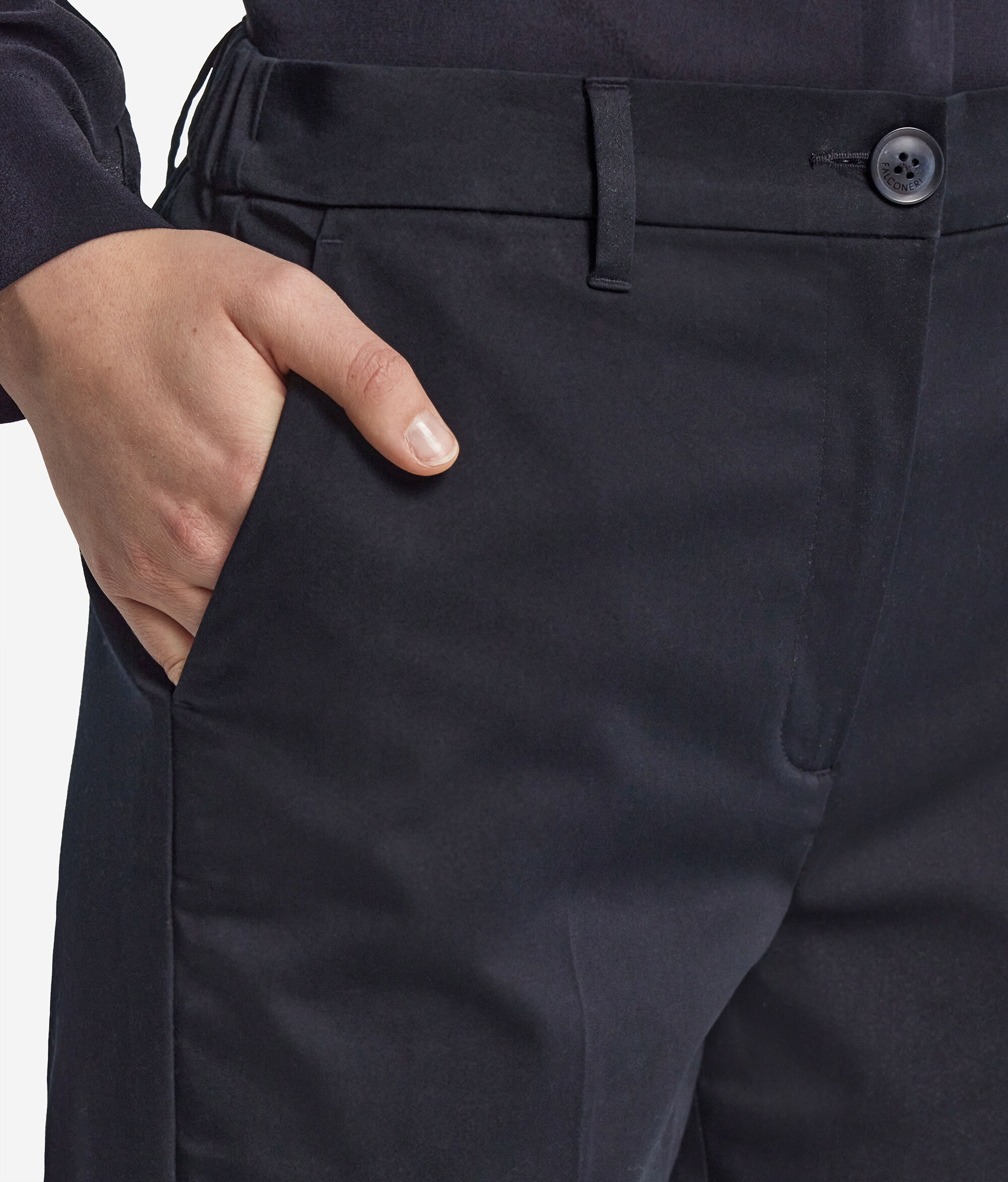 Pantalon évasé en tissu de coton