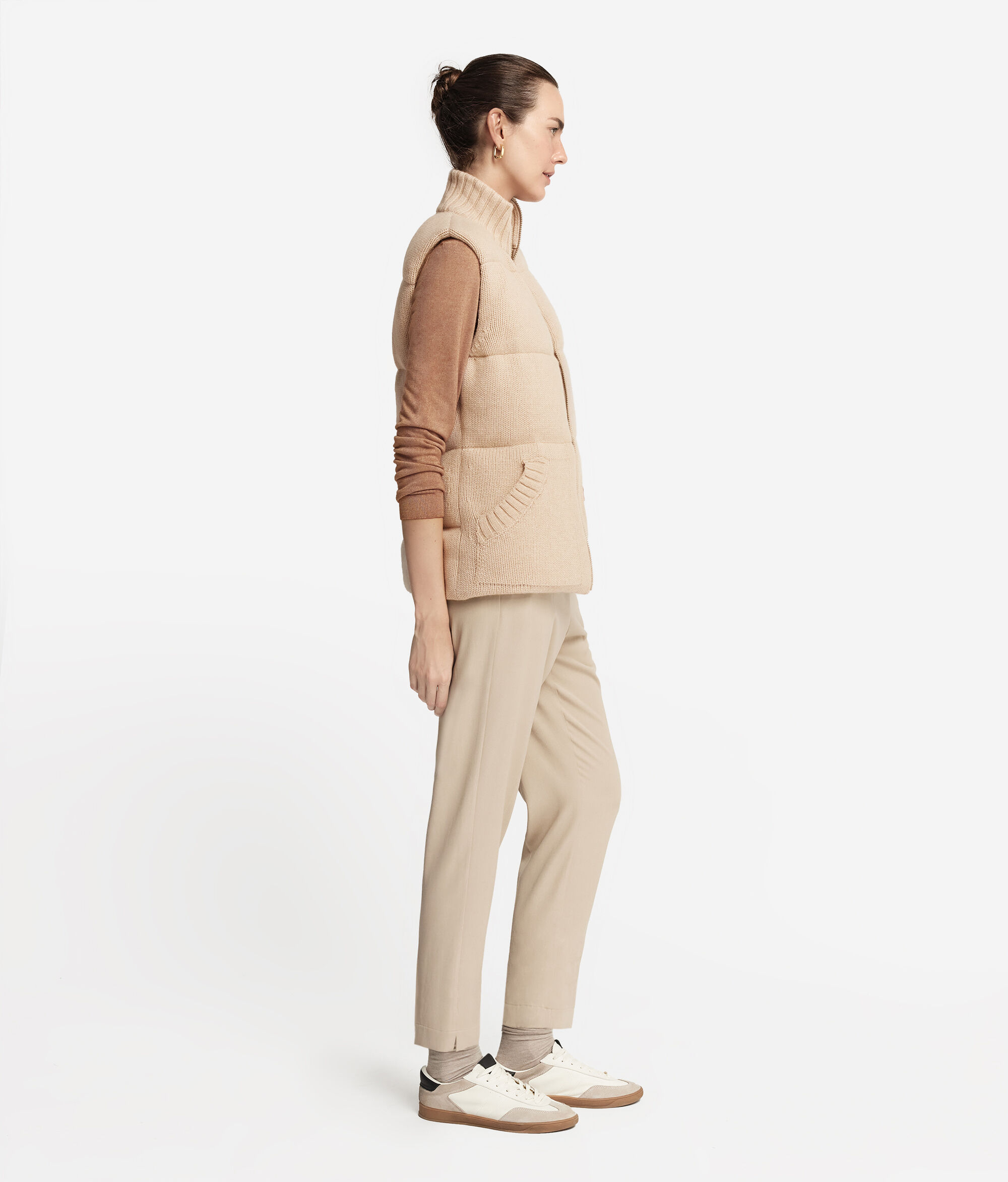 Doudoune sans manches en tricot de cachemire