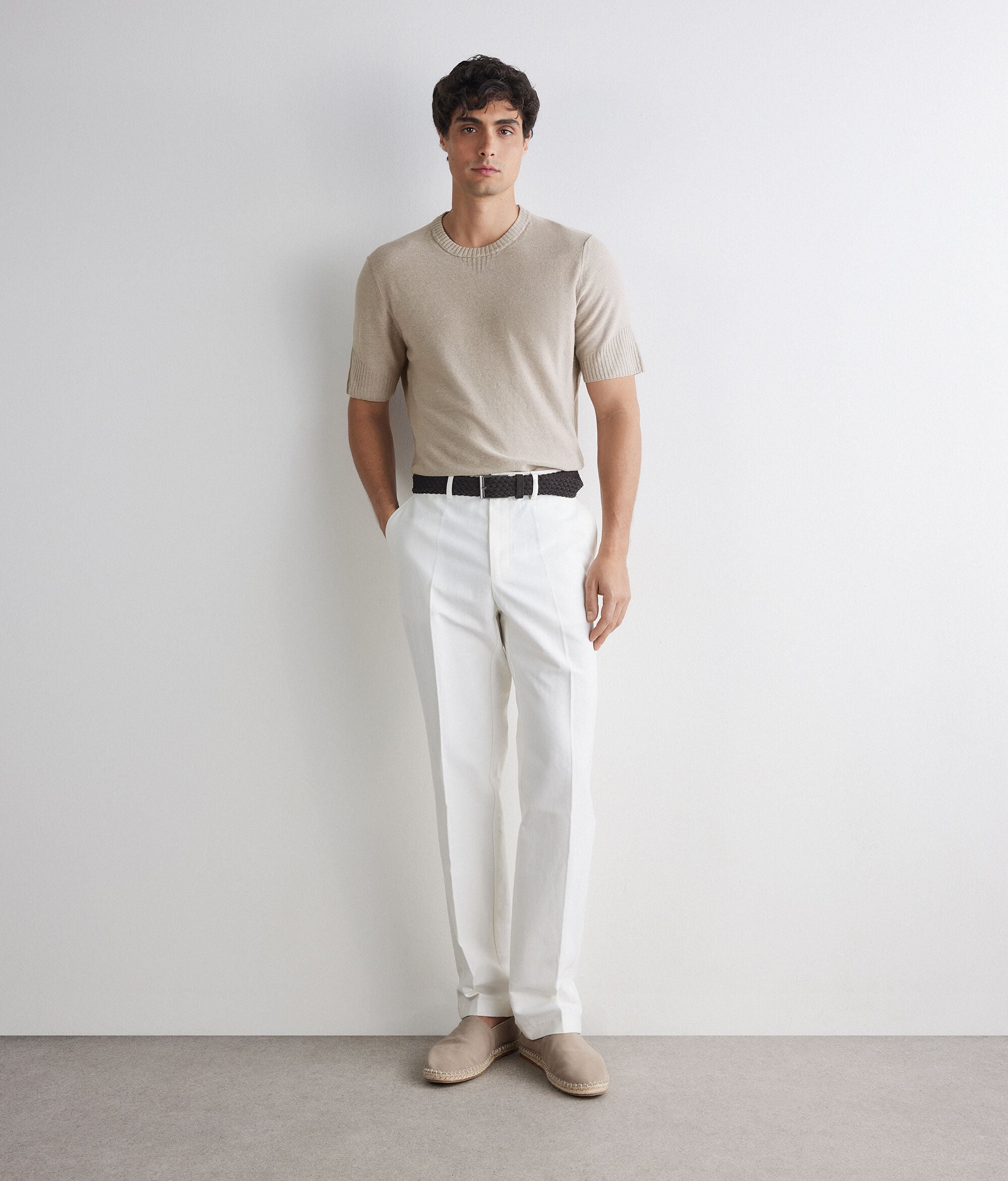 T-shirt motivo coste in lino e cotone