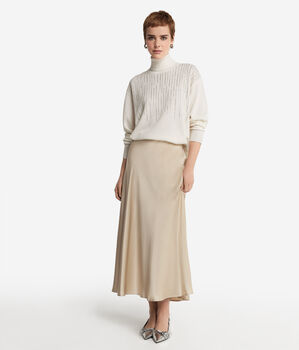 ラインストーン付き カシミヤ タートルネックセーター