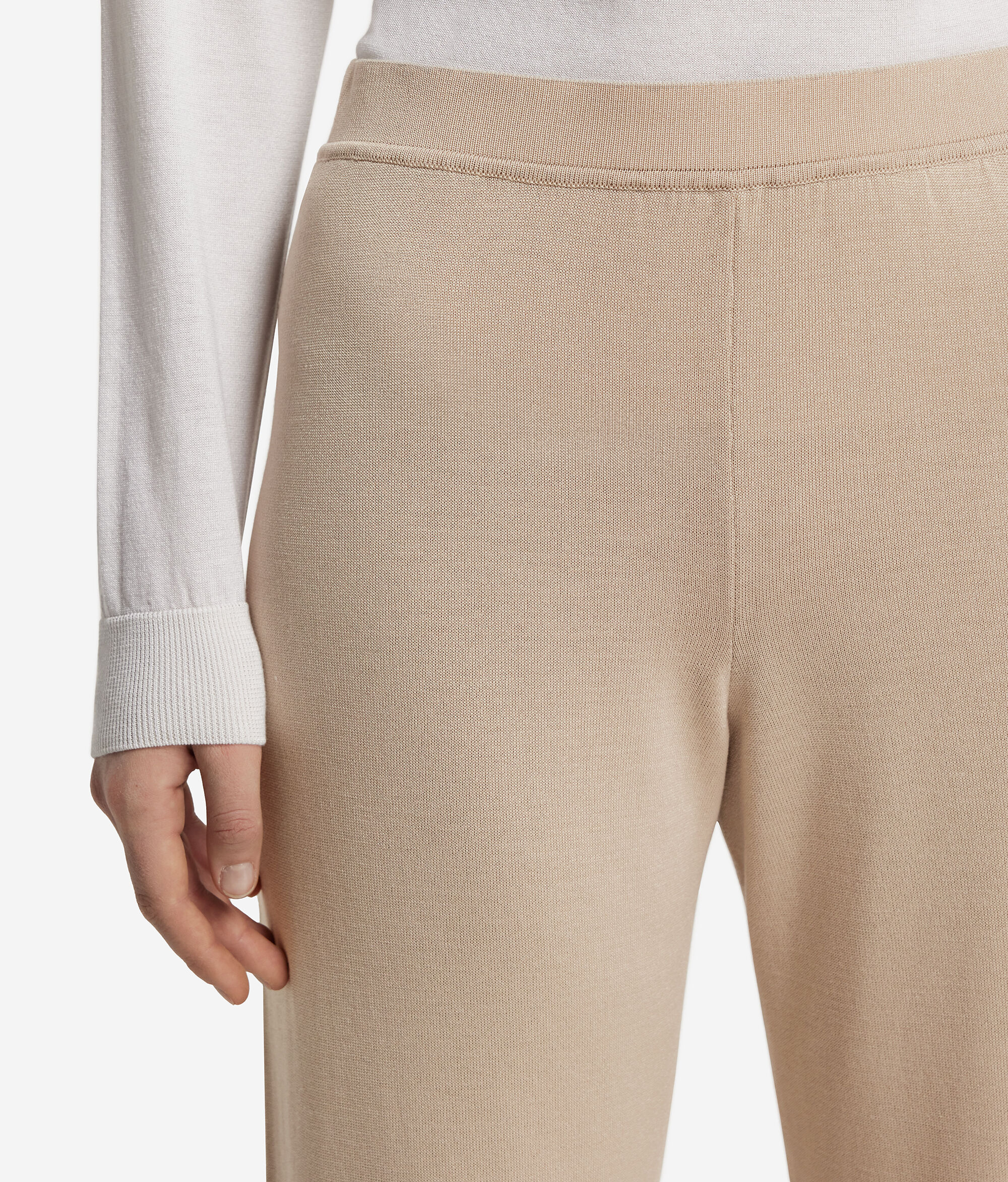 Pantalon large en soie et coton