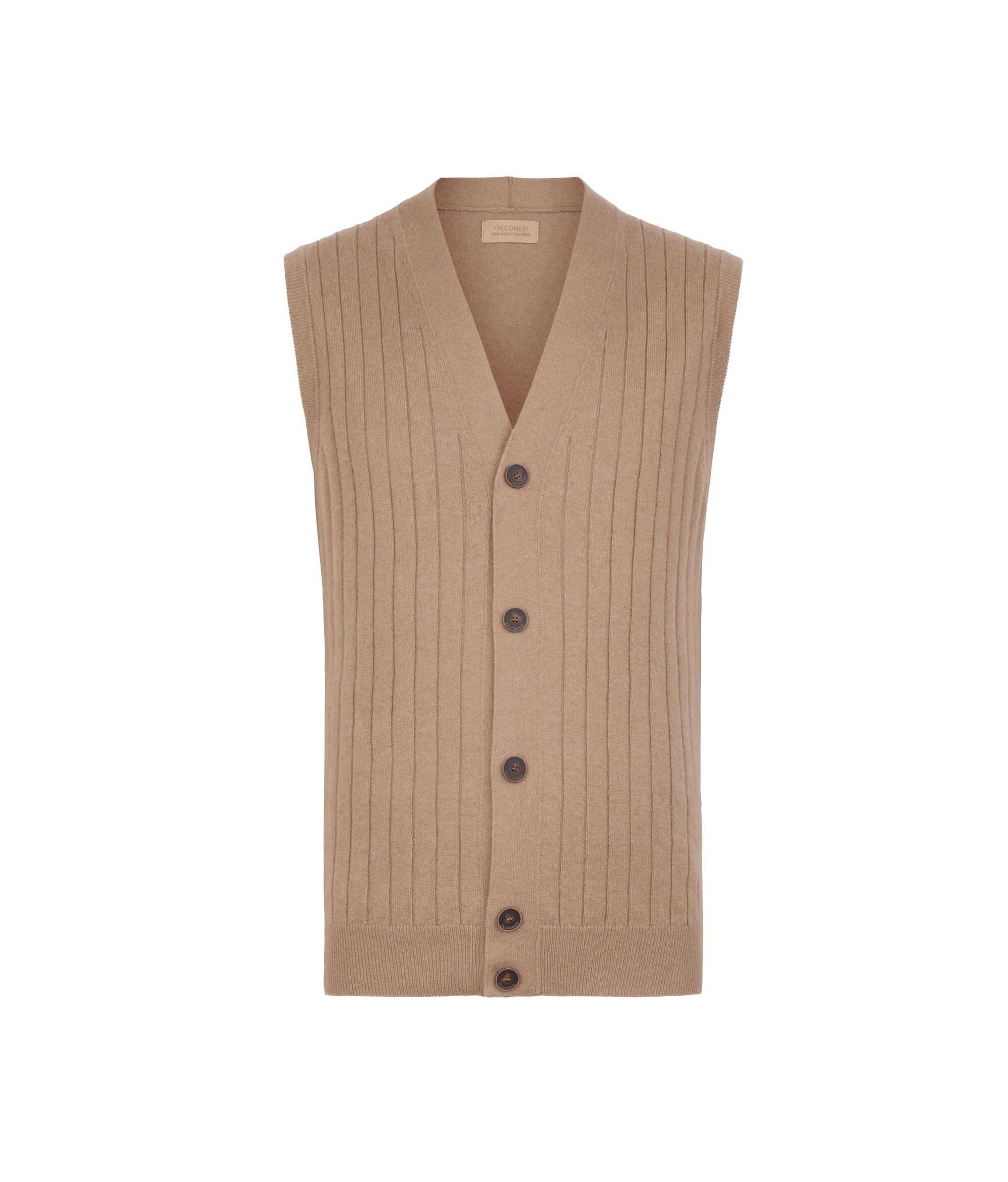 Chaleco en punto canalé de cashmere ultrasoft