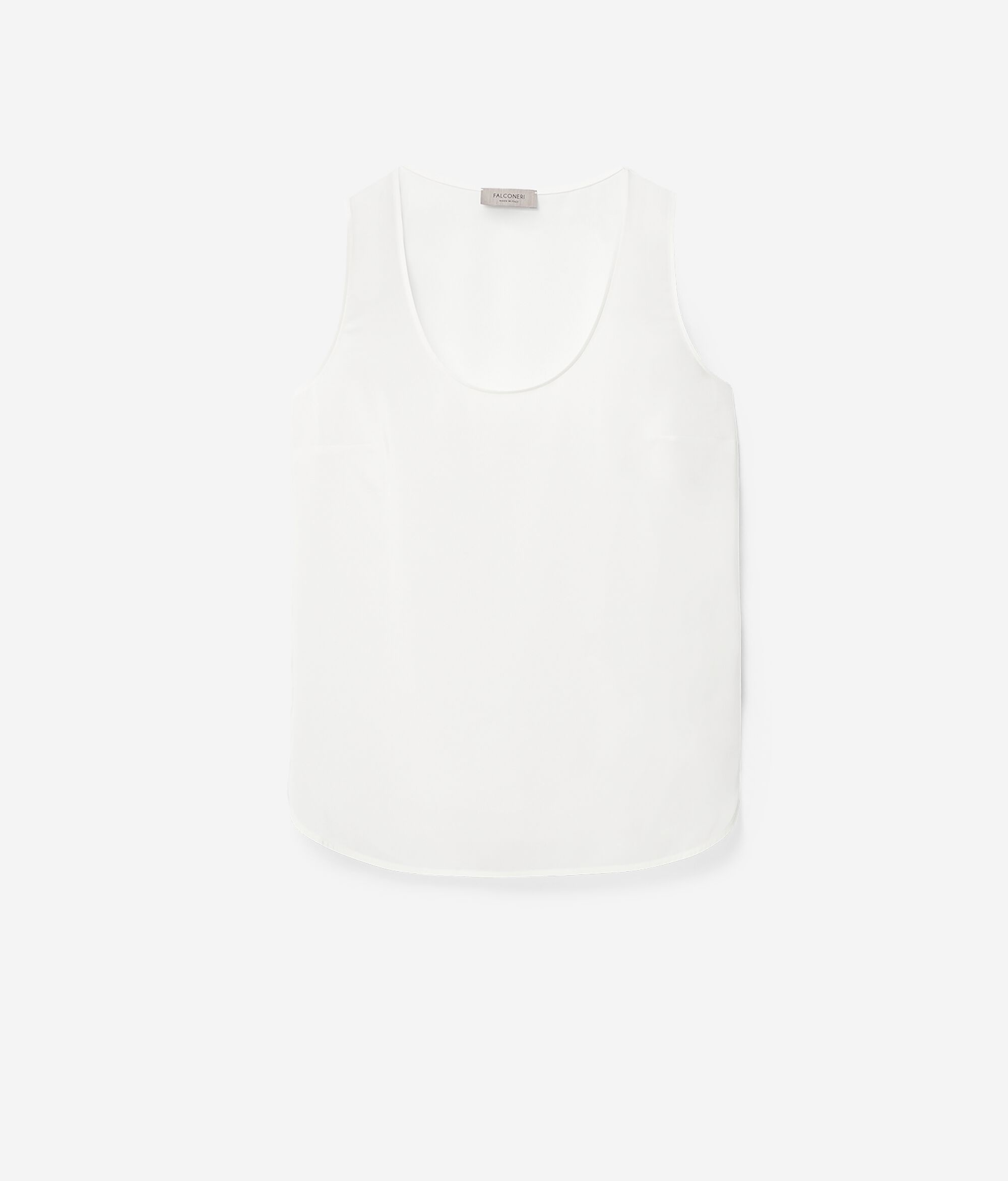Camiseta sin mangas con cuello amplio de seda