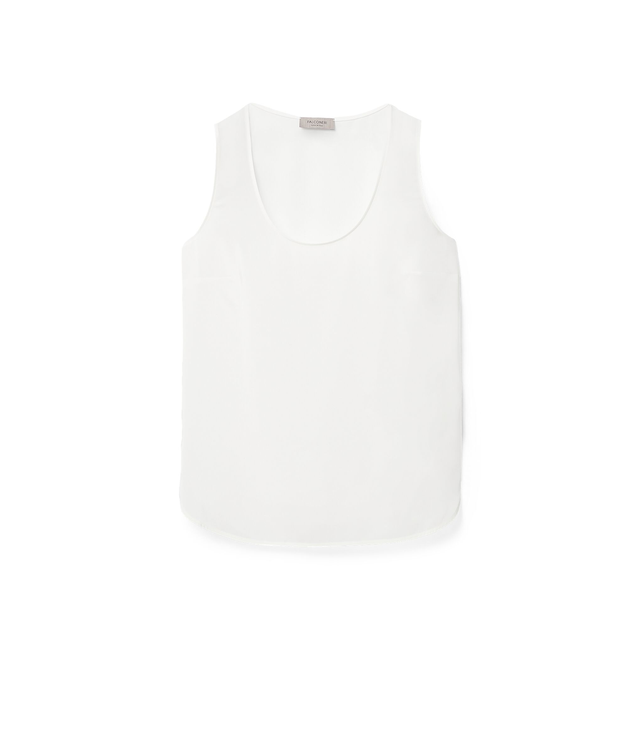 Camiseta sin mangas con cuello amplio de seda