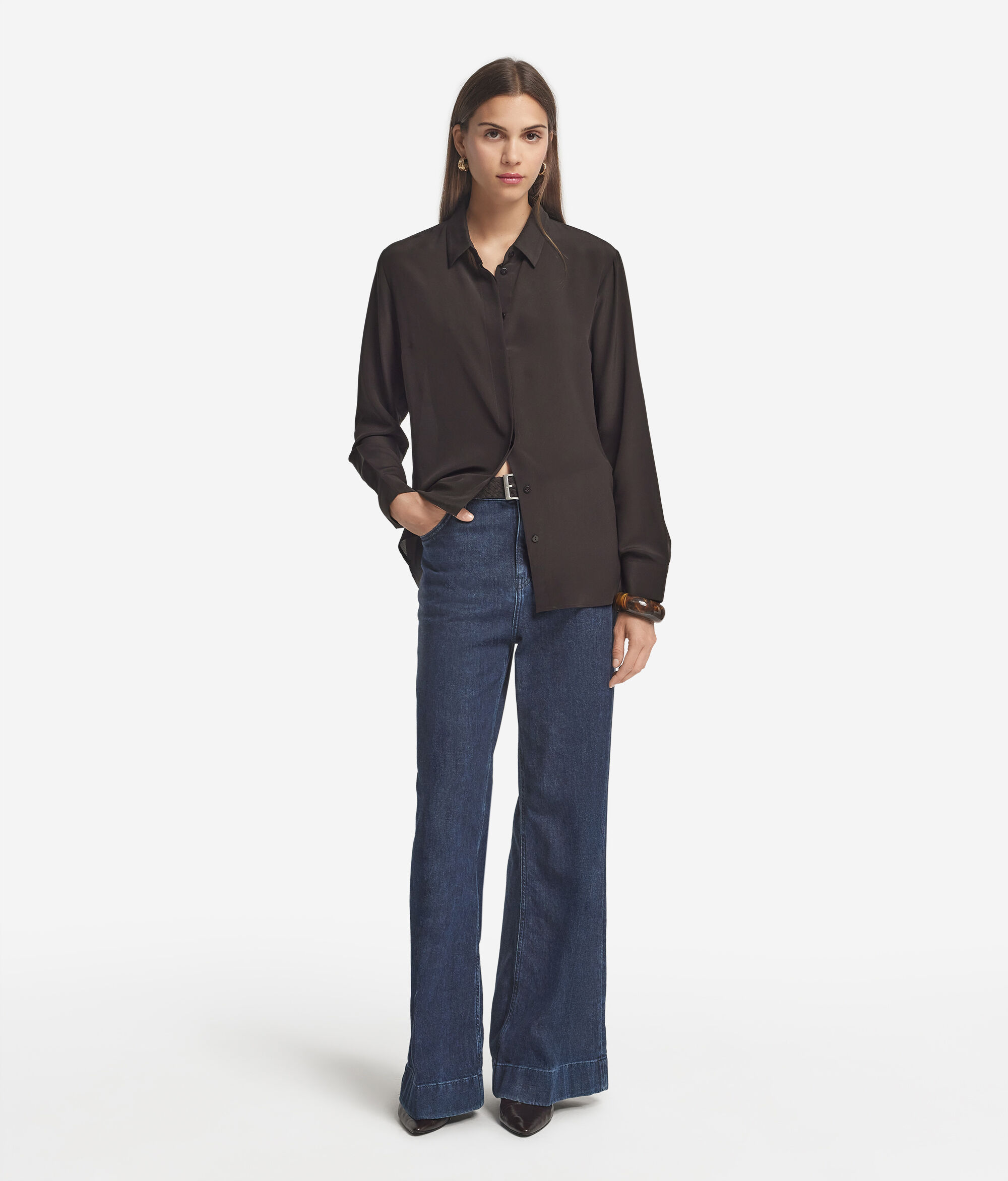 Chemise avec col en soie