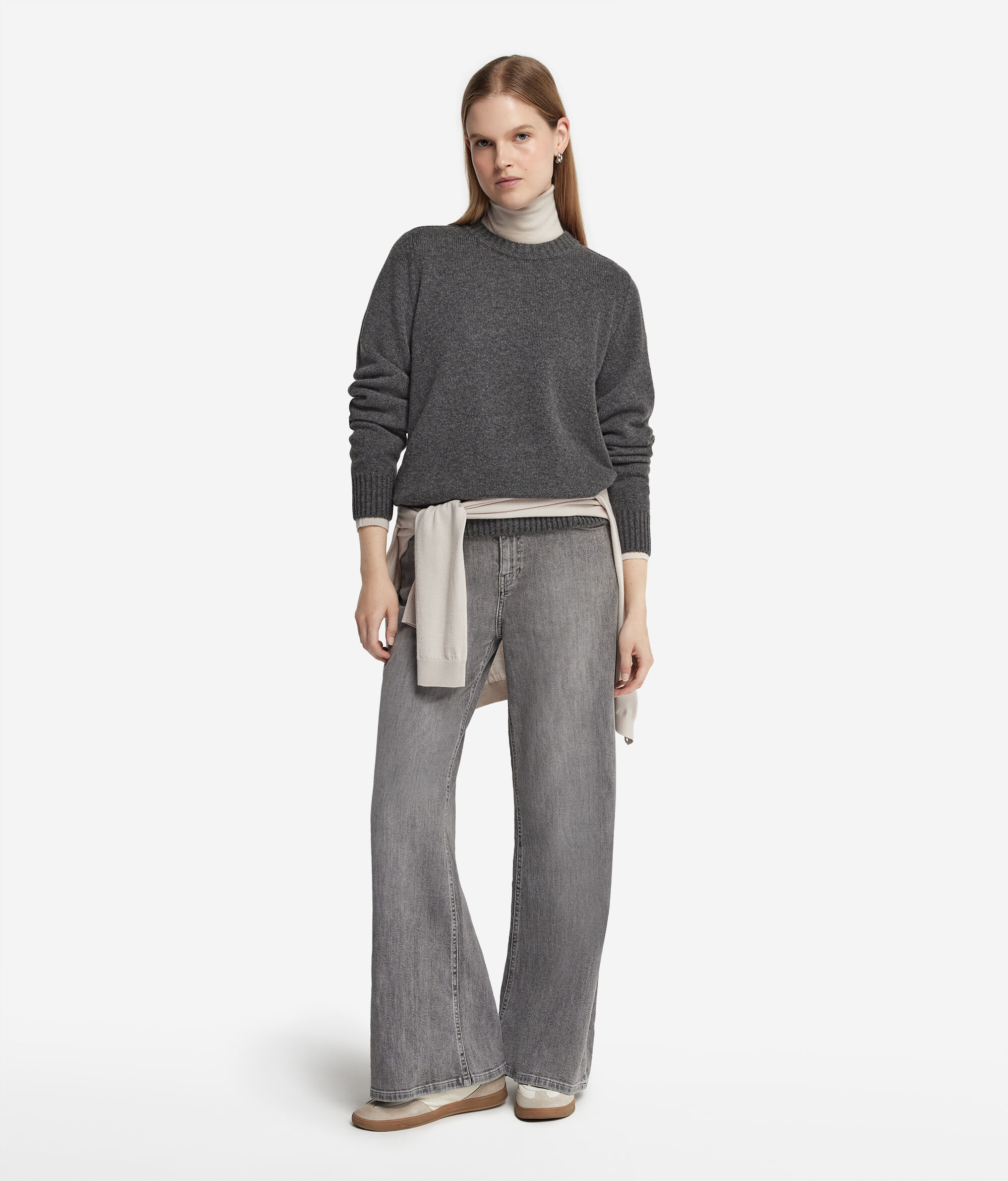 Ultrasoft Cashmere Reglan Omuz Detaylı Yuvarlak Yaka Kazak