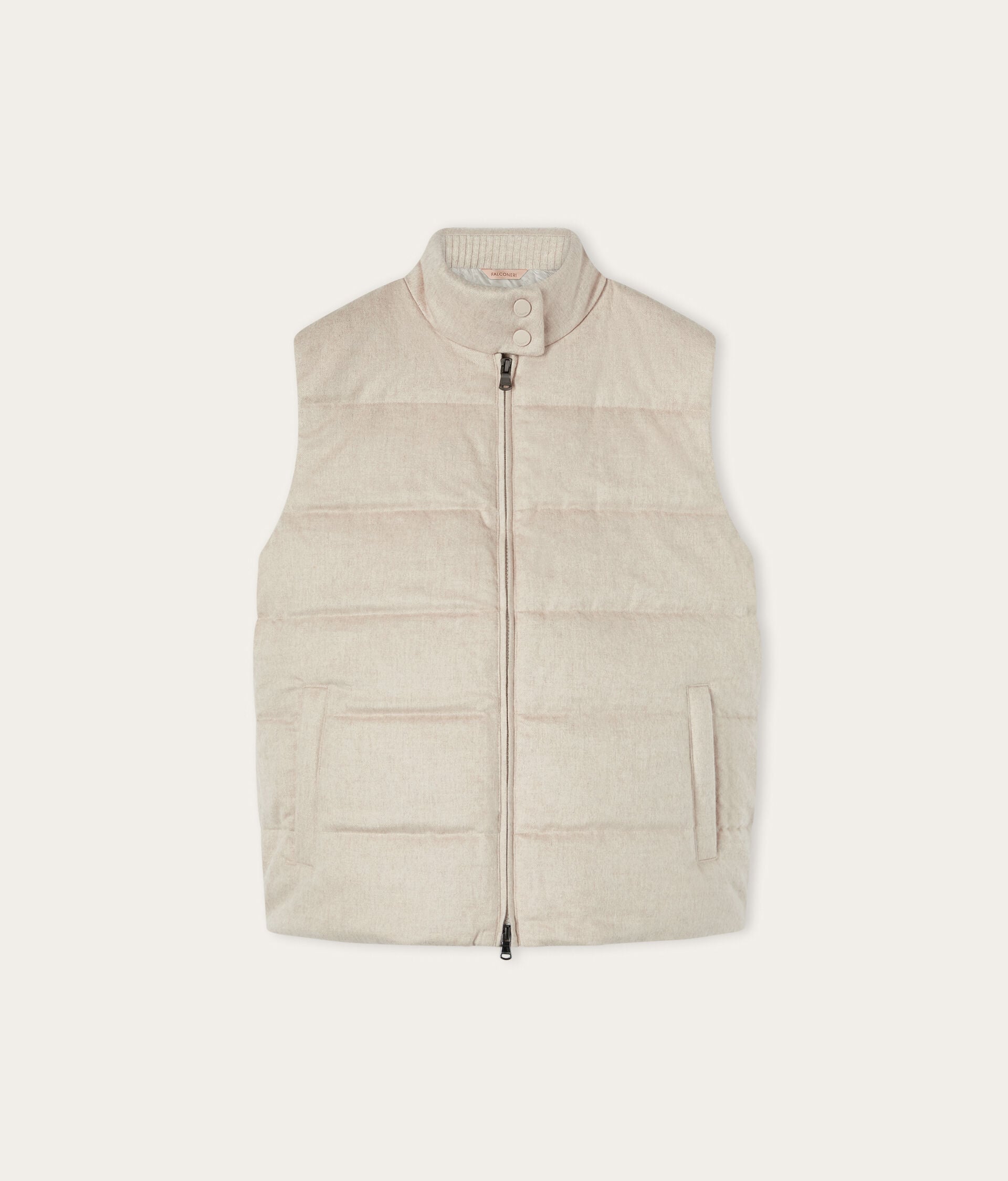 Silk and cashmere sleeveless down jacket