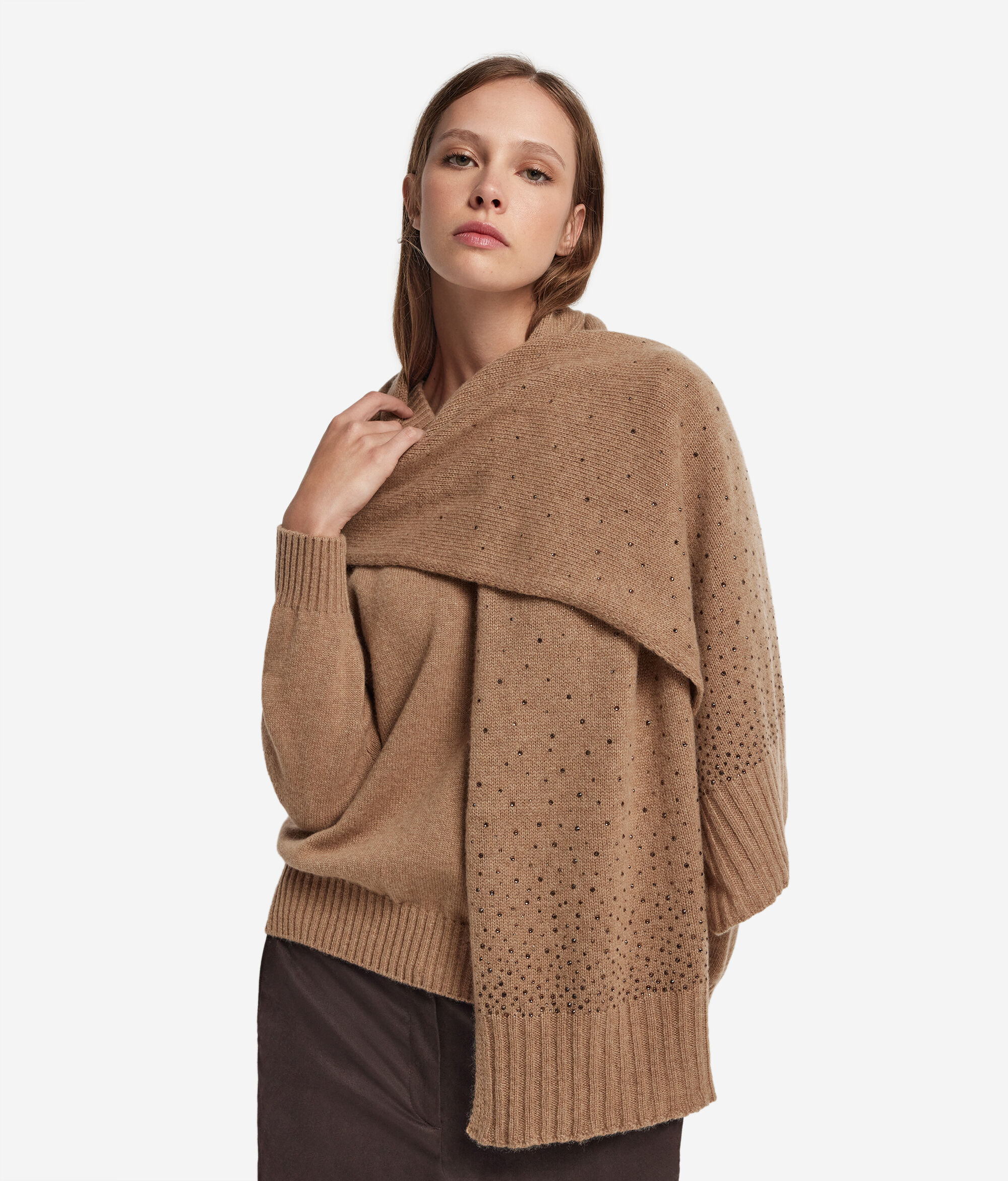 Sciarpa con strass in cashmere