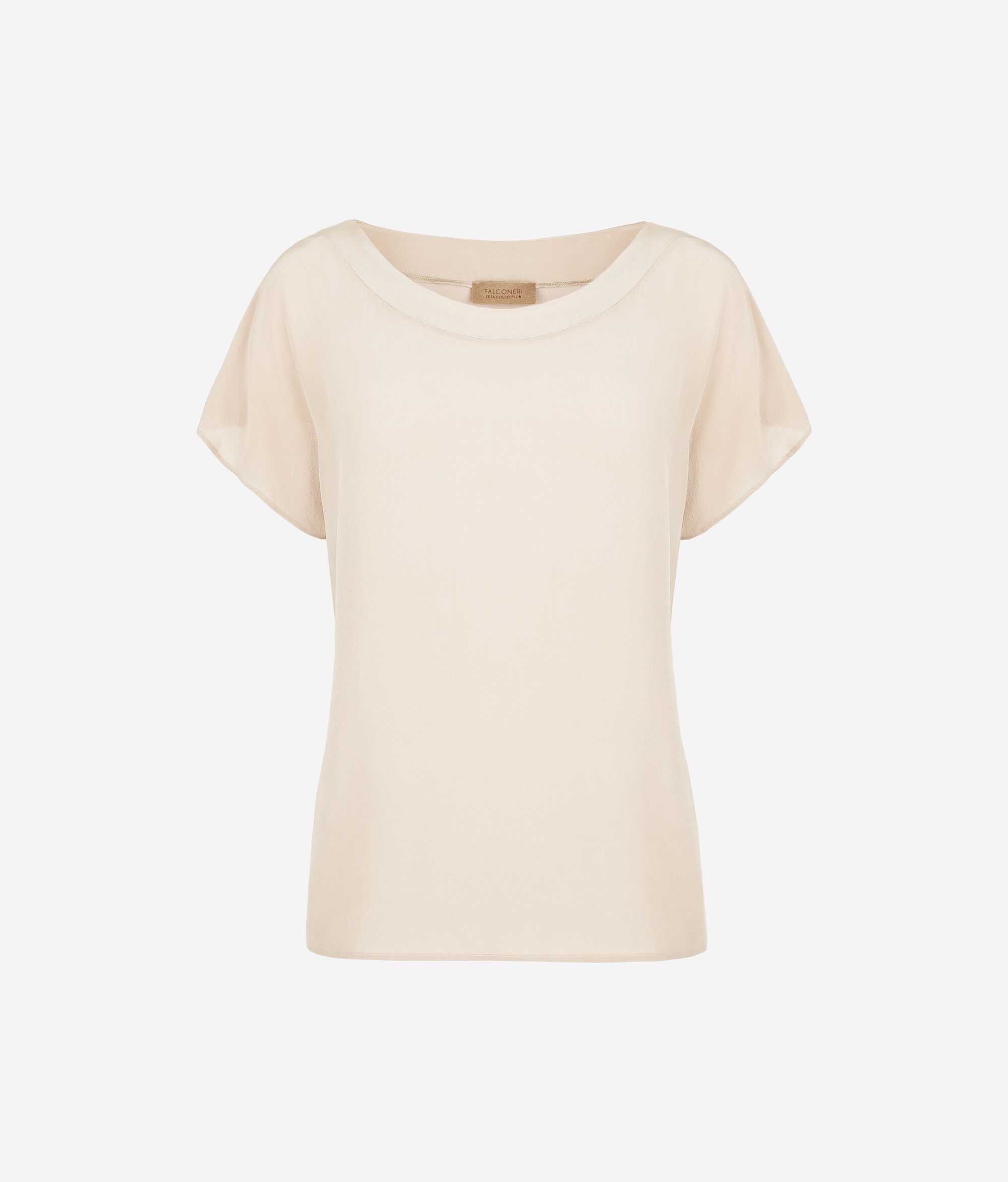 T-shirt Scollo Barchetta in Seta e Modal