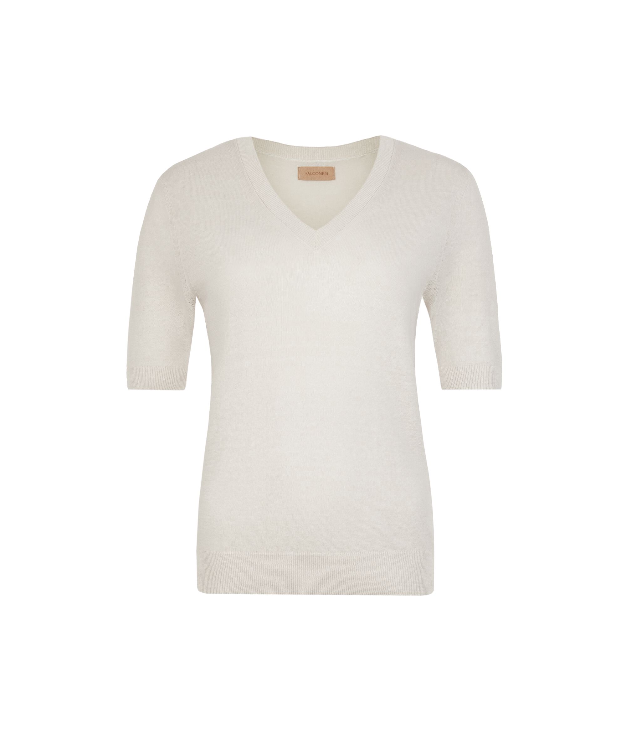V Neck T-Shirt in Linen and Cotton