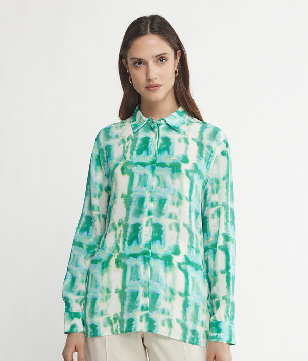 Рубашка из принтованного шелка