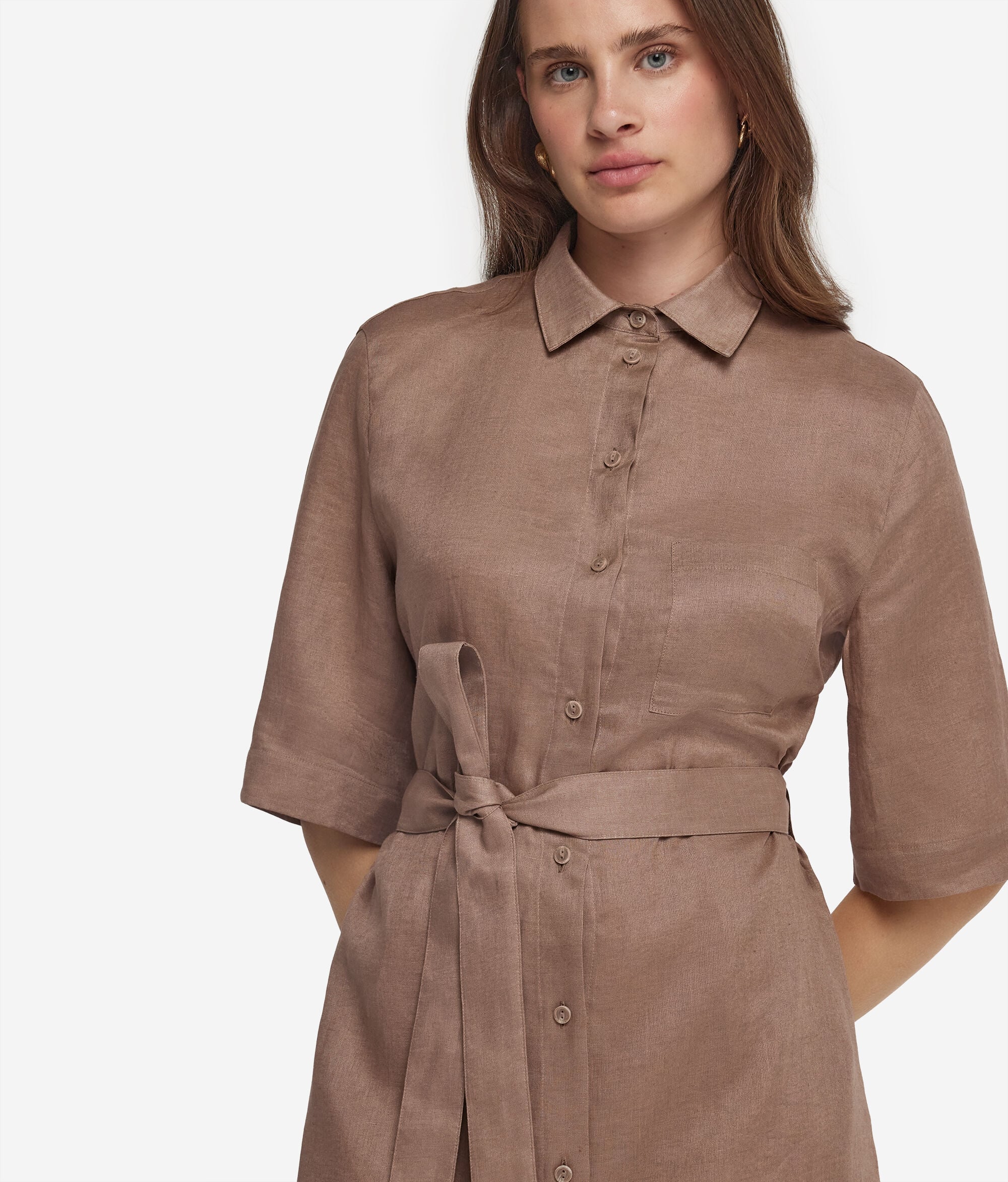 chinese dress ladies Shirt Dress with Belt Night Blu / M/44 main image 0