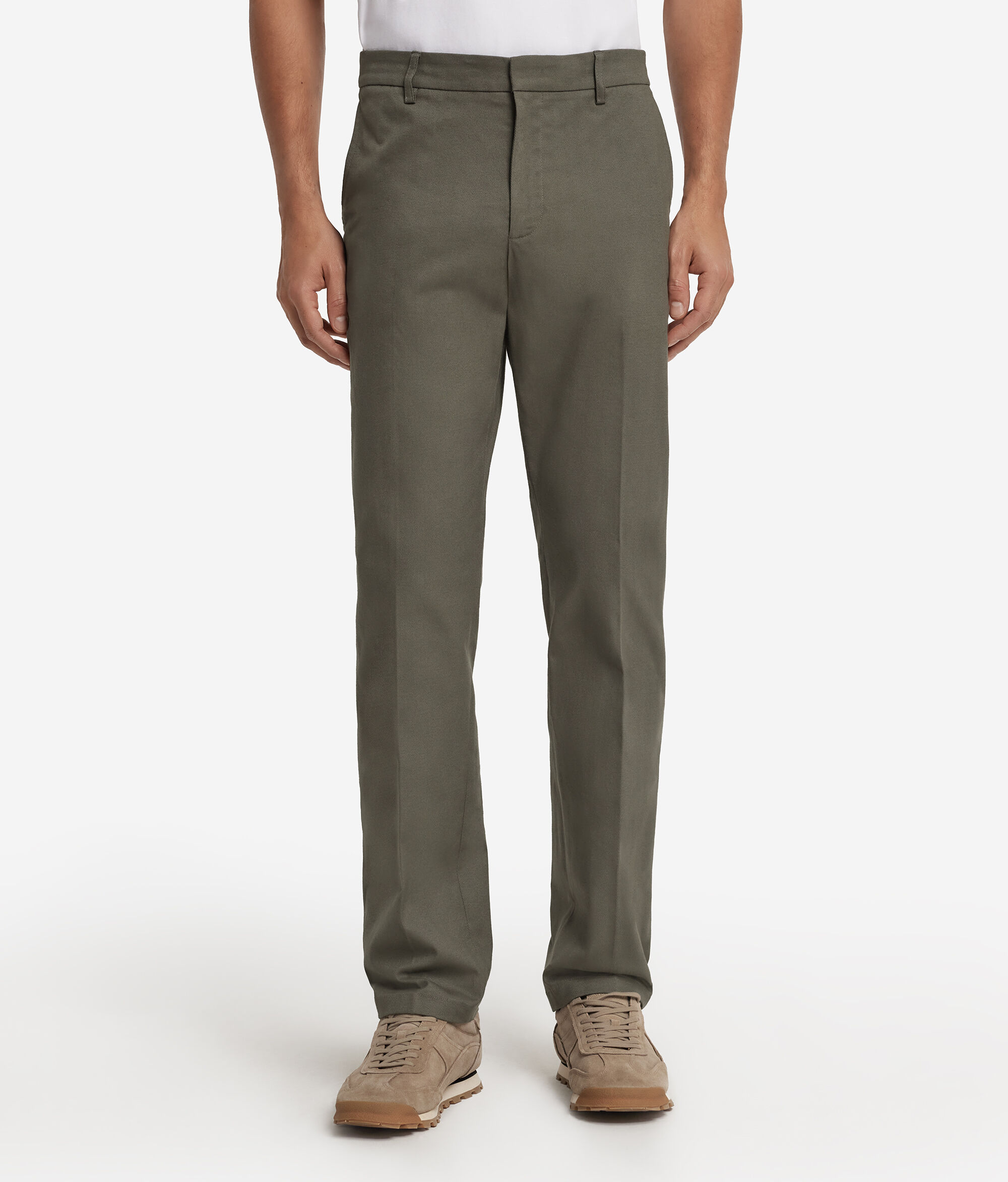 Pantalone chino spinato in cotone e cashmere