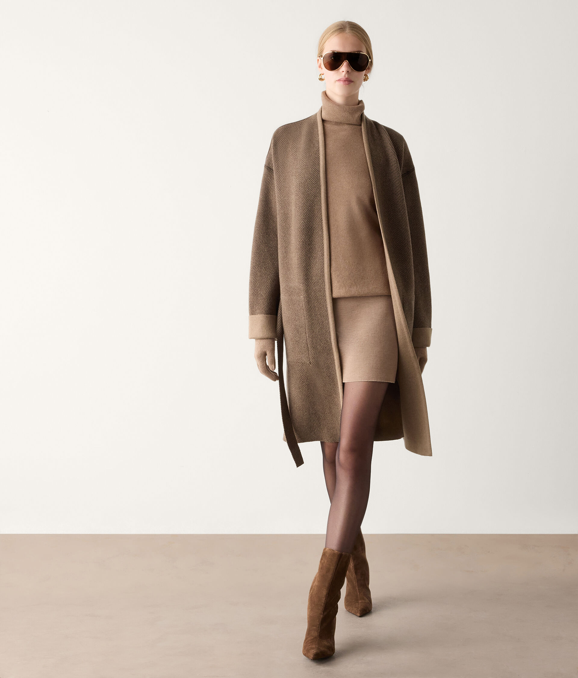 Cappotto reversibile in cashmere spinato