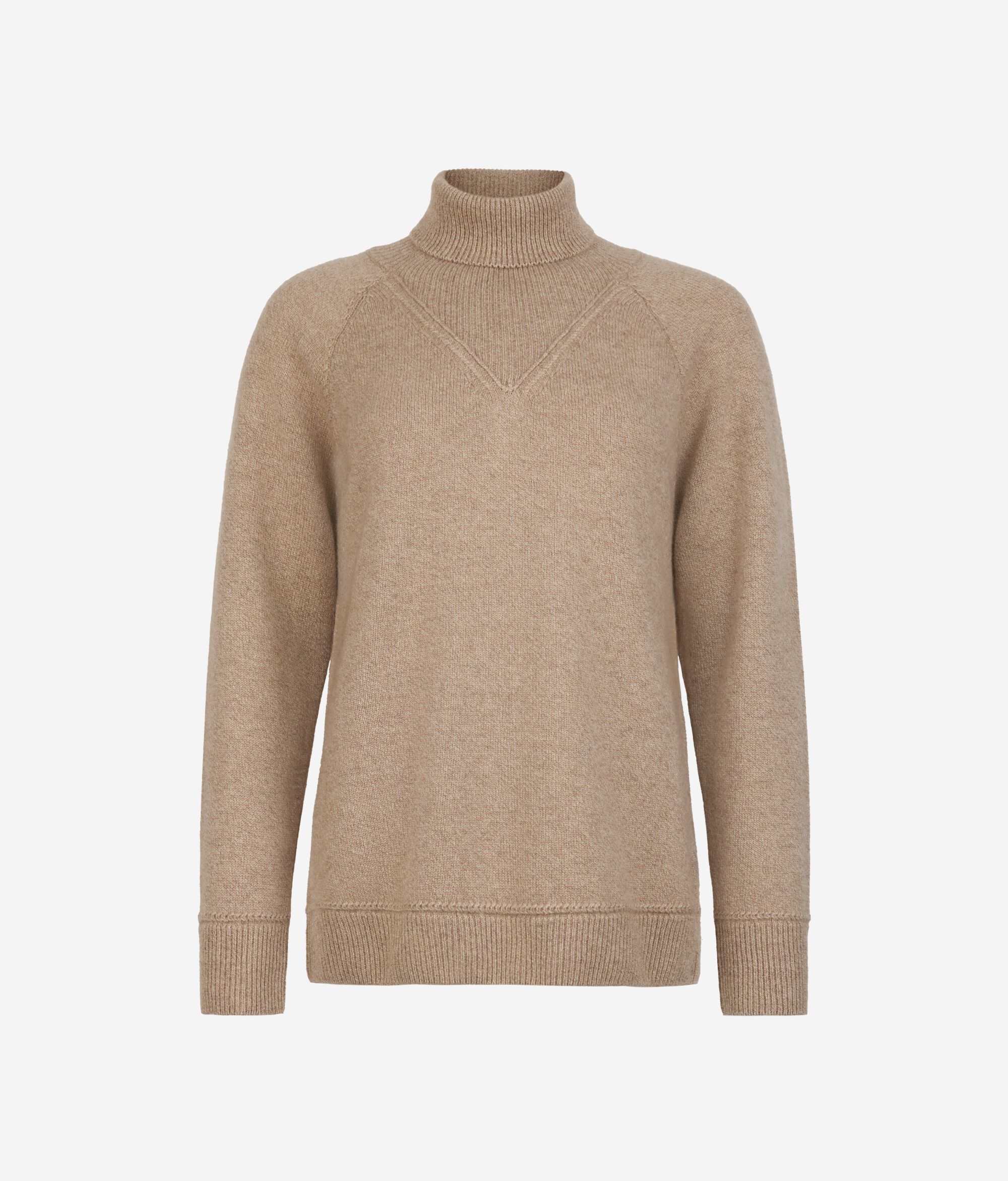 Ultrasoft Undyed Cashmere cable stitch turtleneck