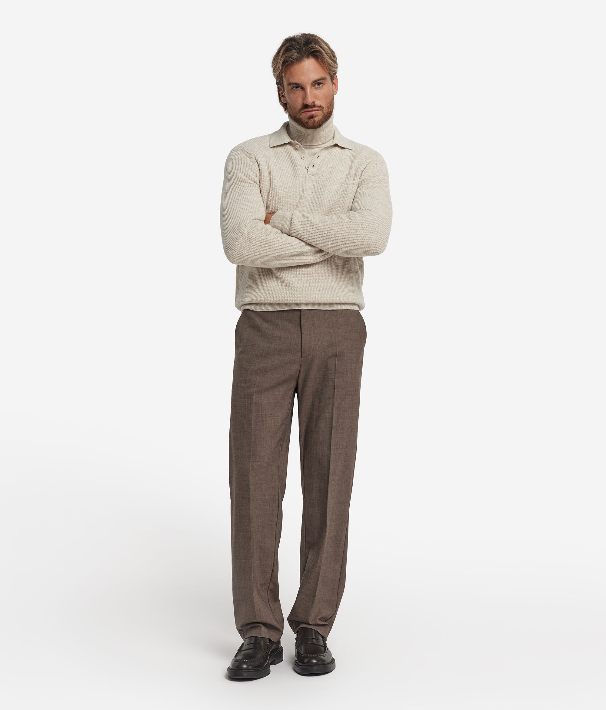 Polo punto waffle in Cashmere Ultrasoft