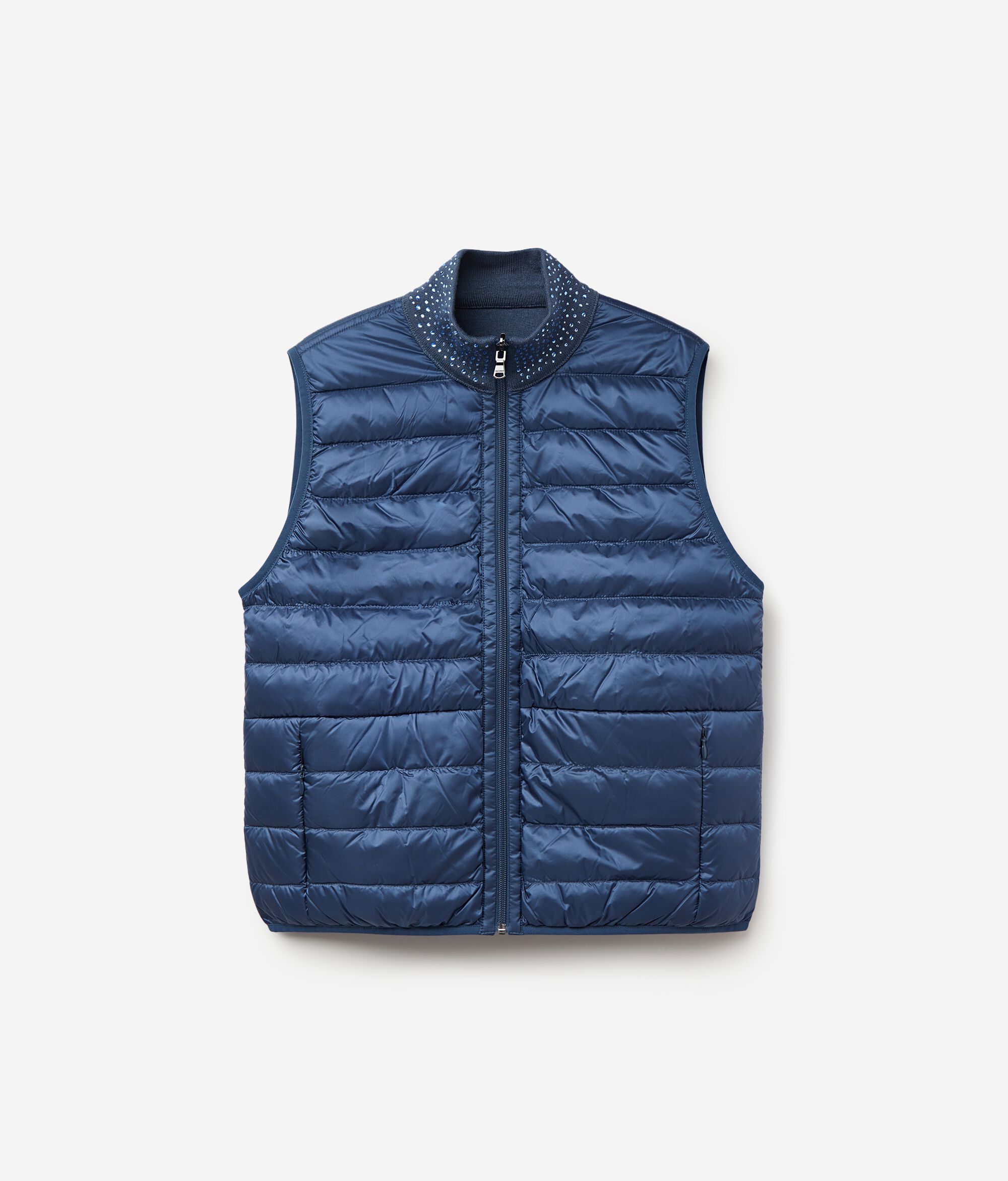 Двусторонний пуховый жилет со стразами