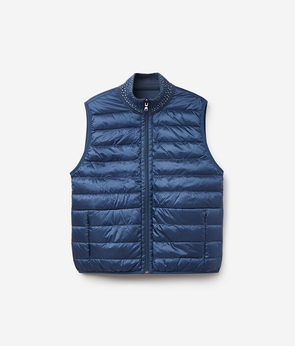 Двусторонний пуховый жилет со стразами