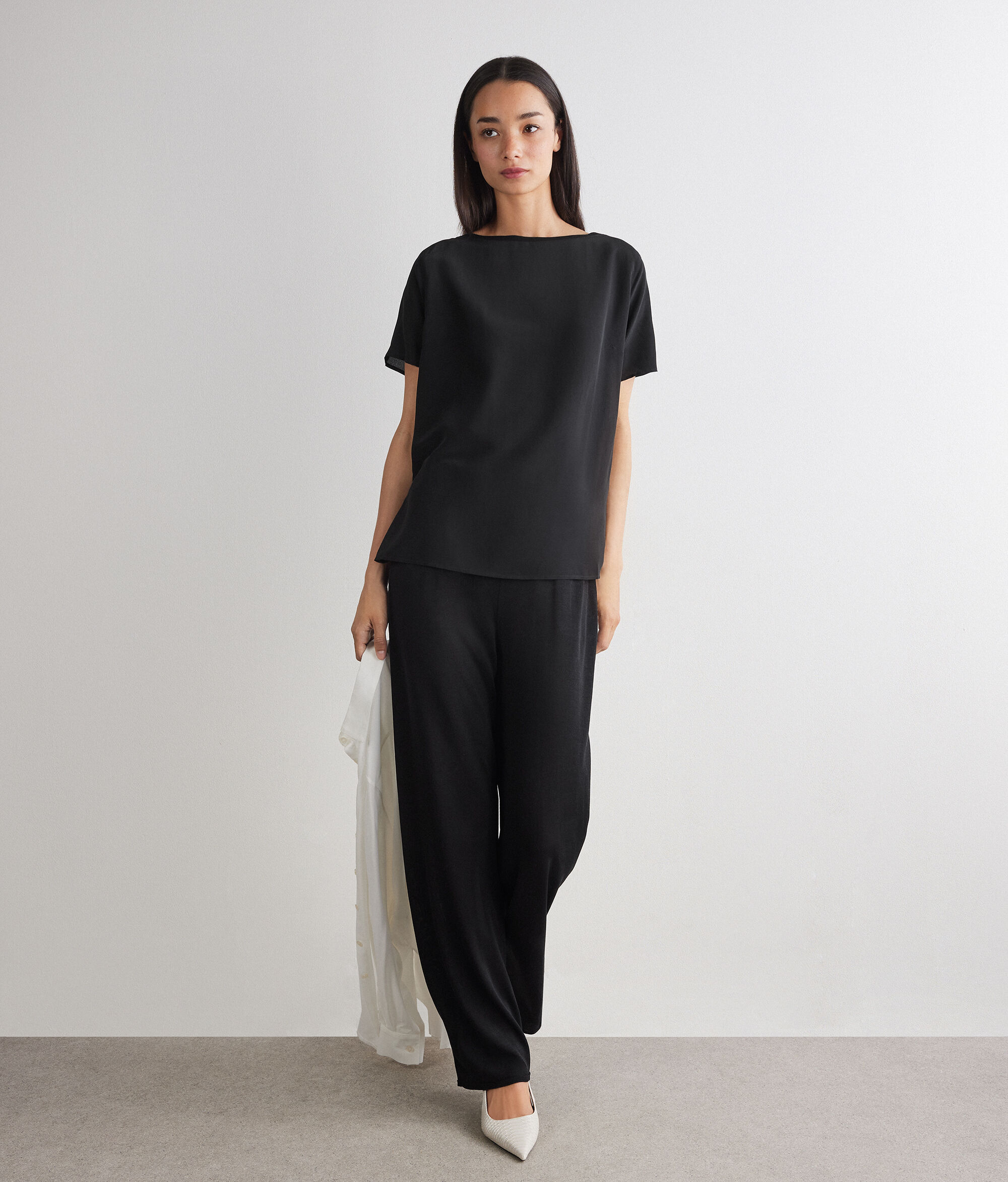 シルク＆モダール ボートネック Tシャツ