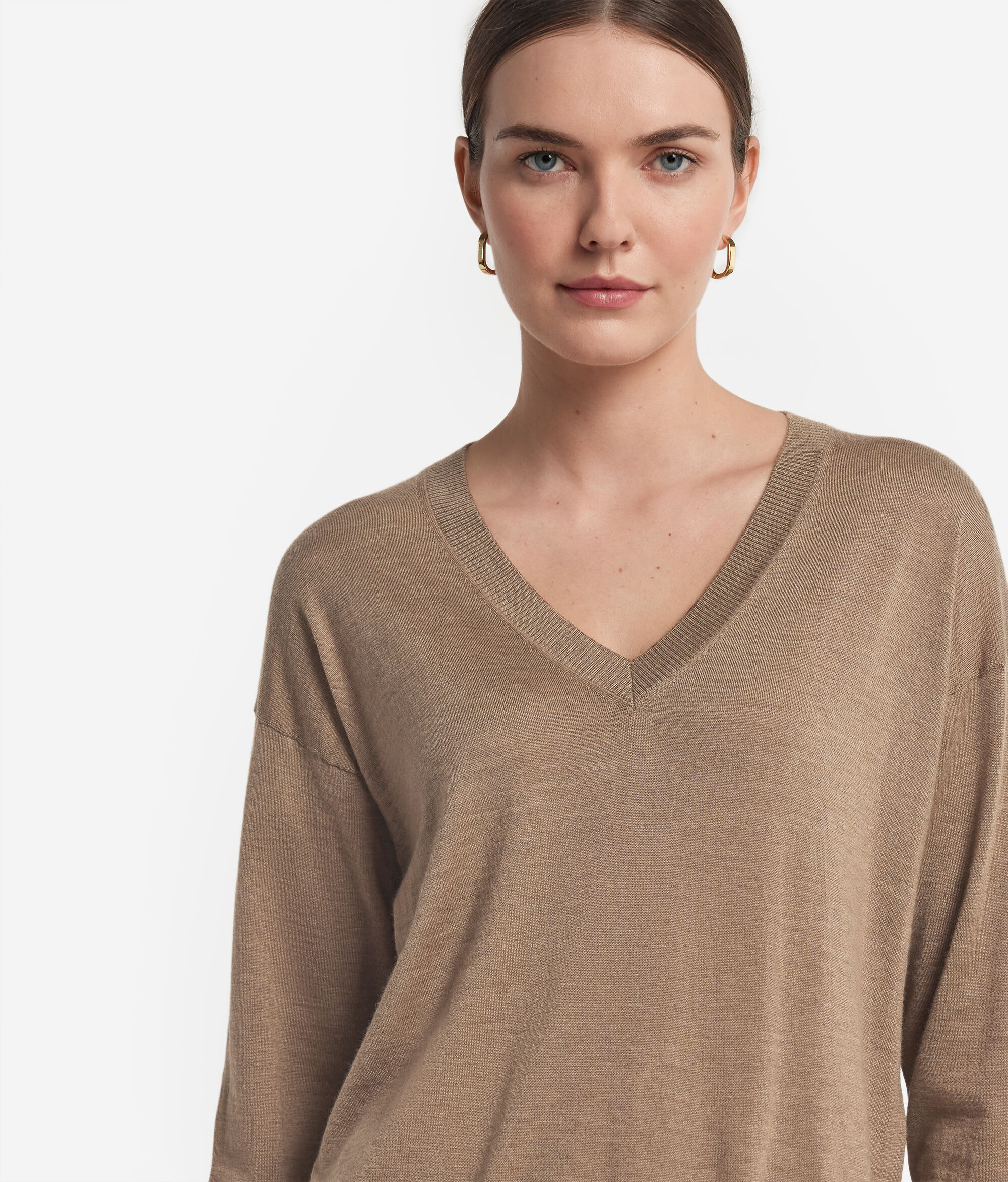 V-Neck Cashmere Jumper with Slits