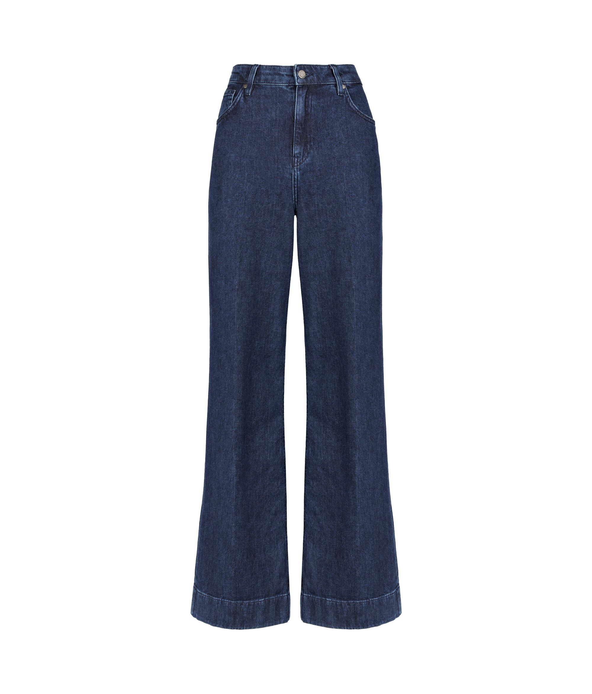 Flare-Hose aus Denim mit Kaschmir Colore Blau