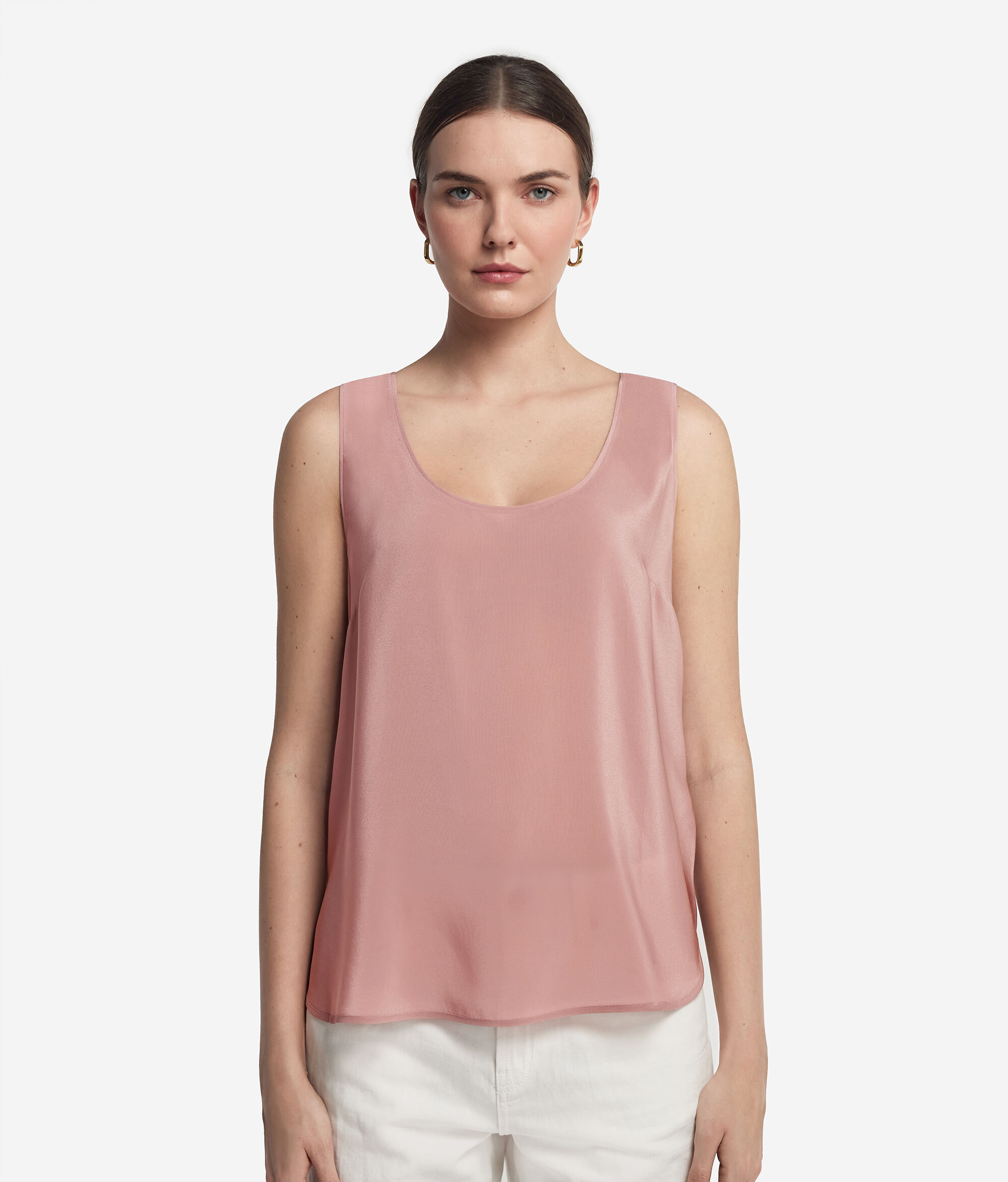 Tanktop mit weitem Ausschnitt aus Seide