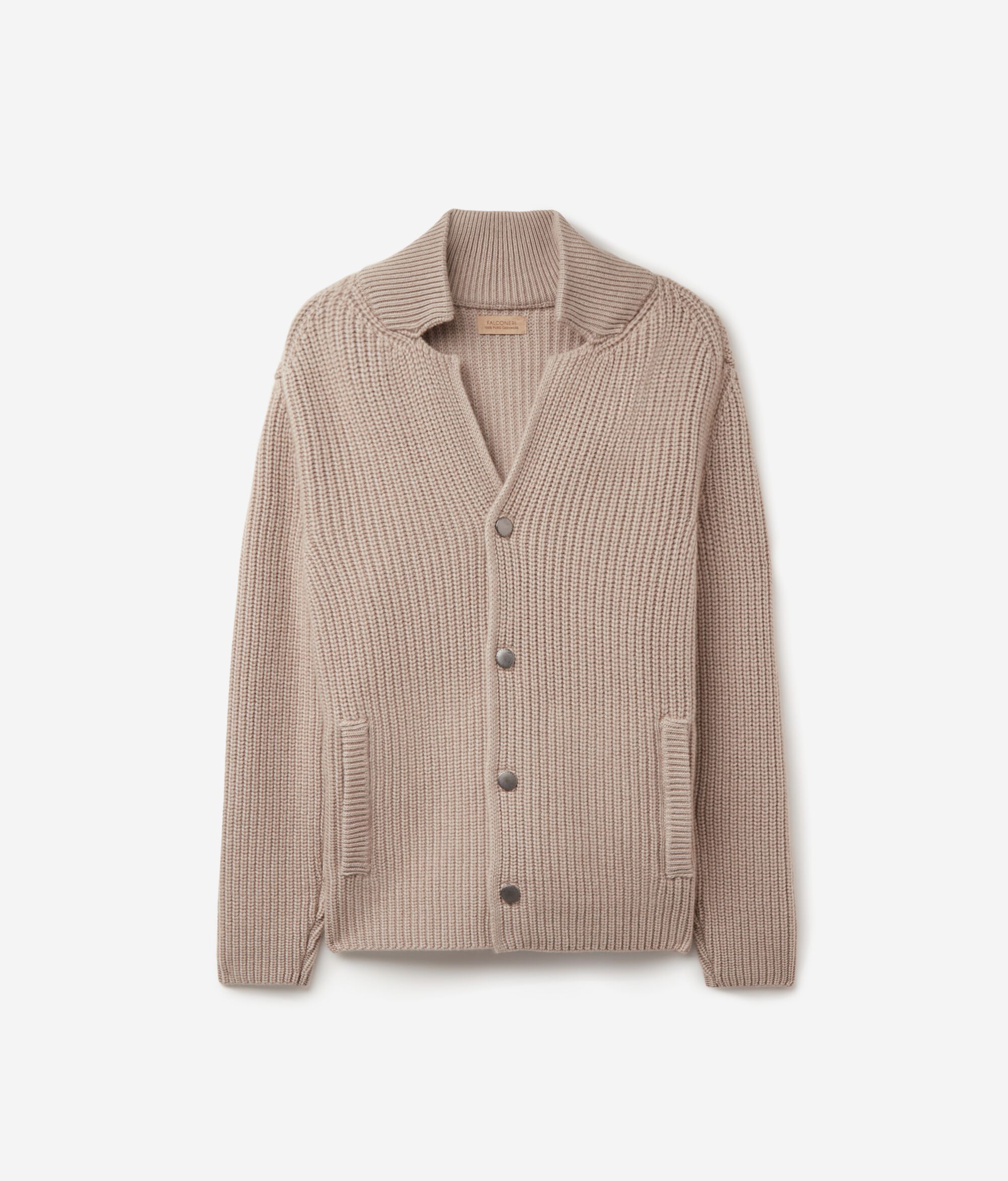 Casaco de Malha Canelada em Ultrasoft Cashmere