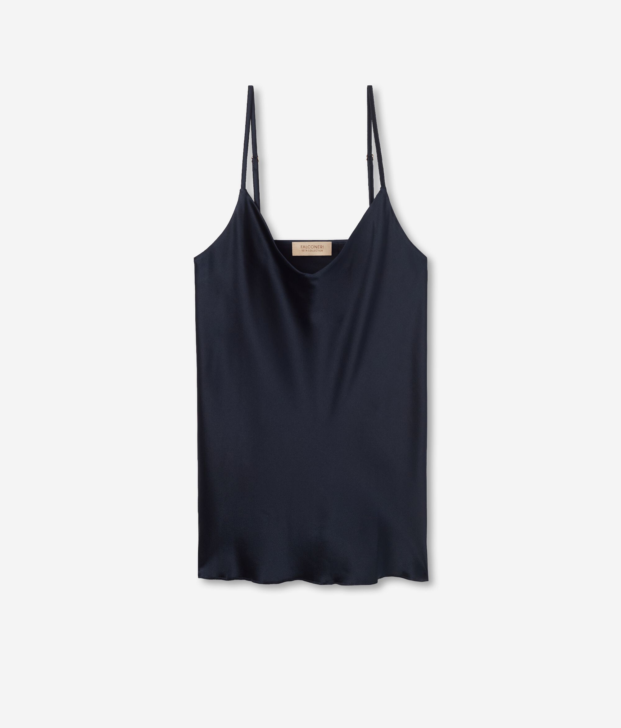Camiseta con tirantes finos de raso y seda