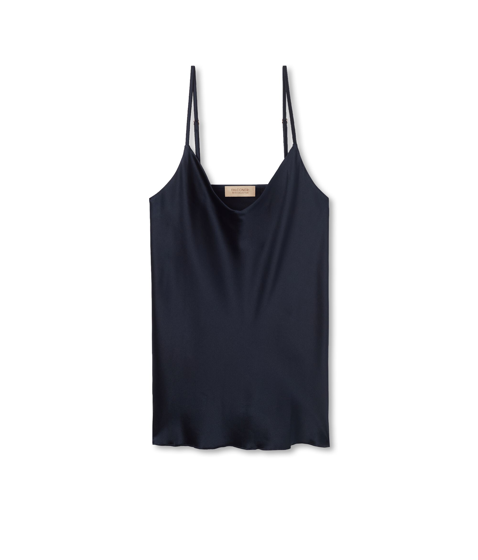 Camiseta con tirantes finos de raso y seda