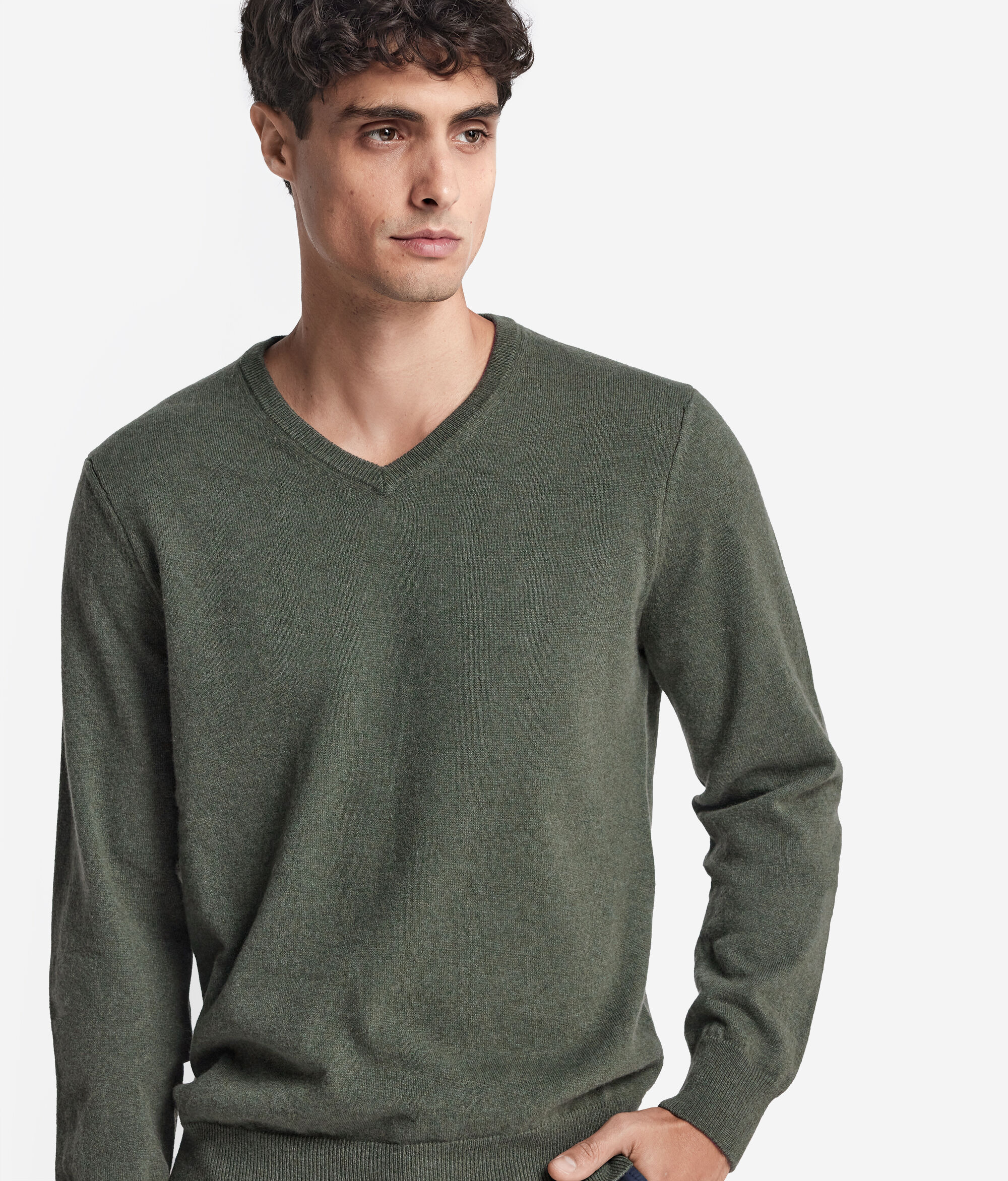 Camisola com Decote em V em Ultrasoft Cashmere