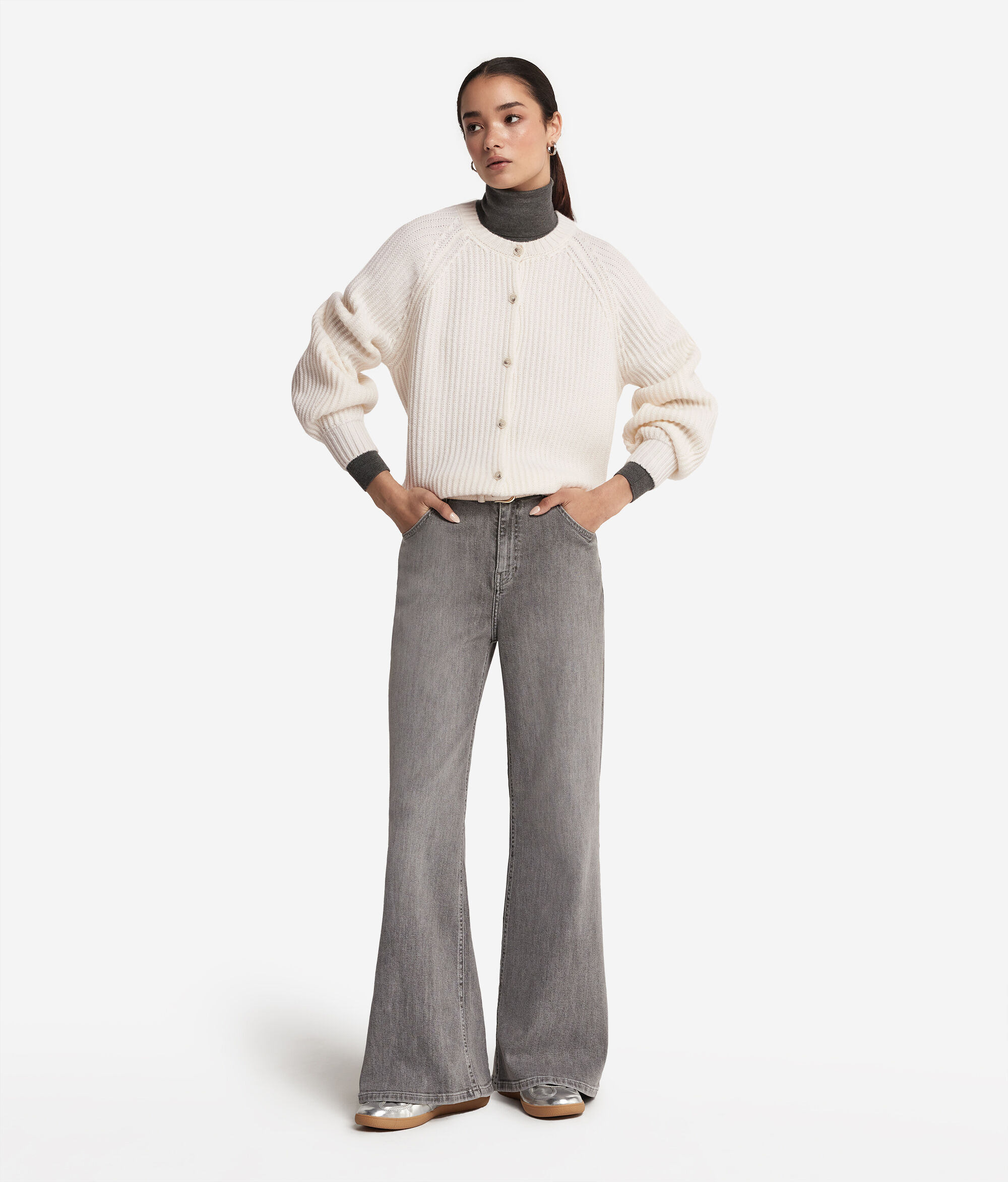 Cardigan a coste in Cashmere Ultrasoft