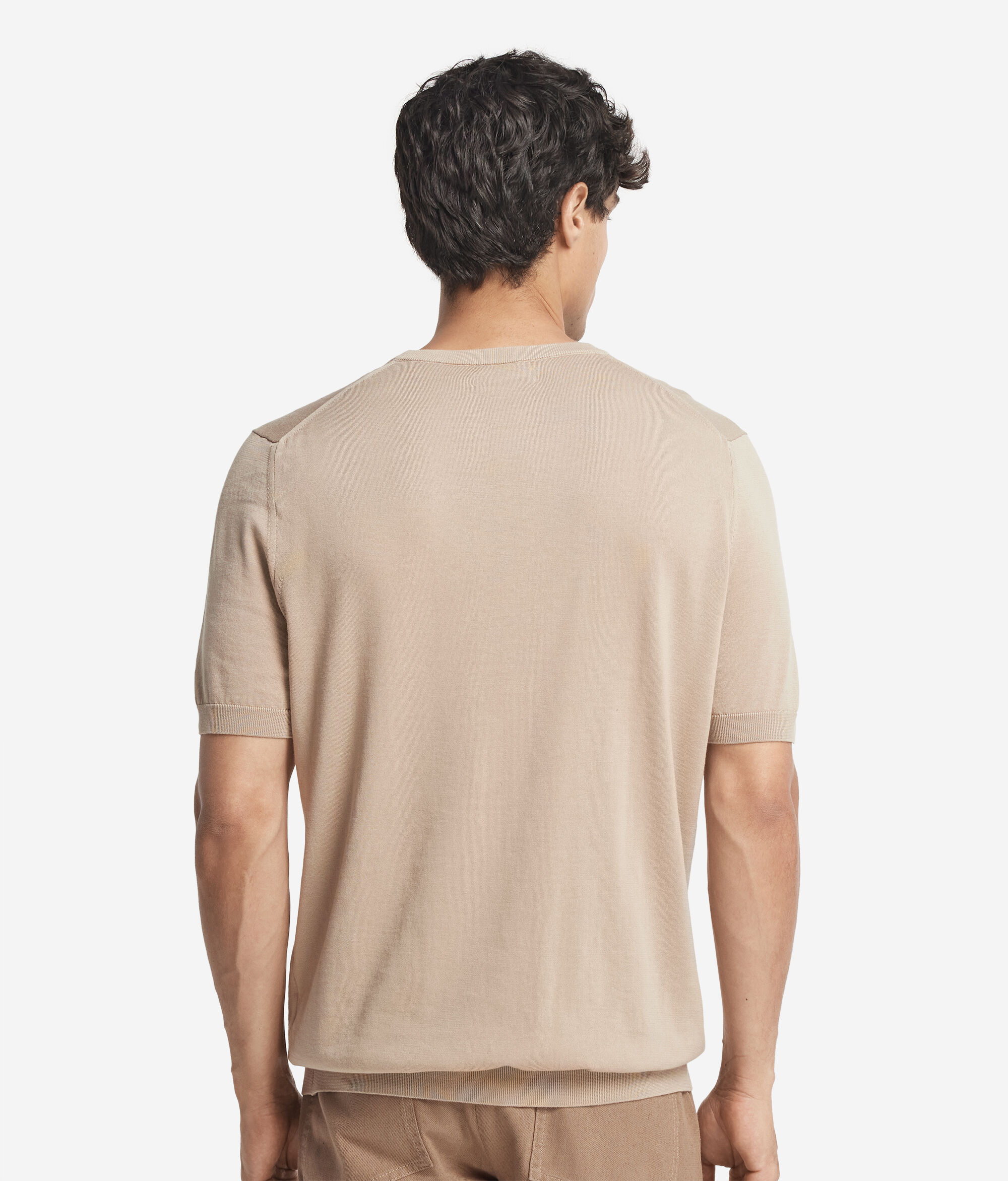Rundhals-T-Shirt mit kurzen Ärmeln aus frischer Baumwolle