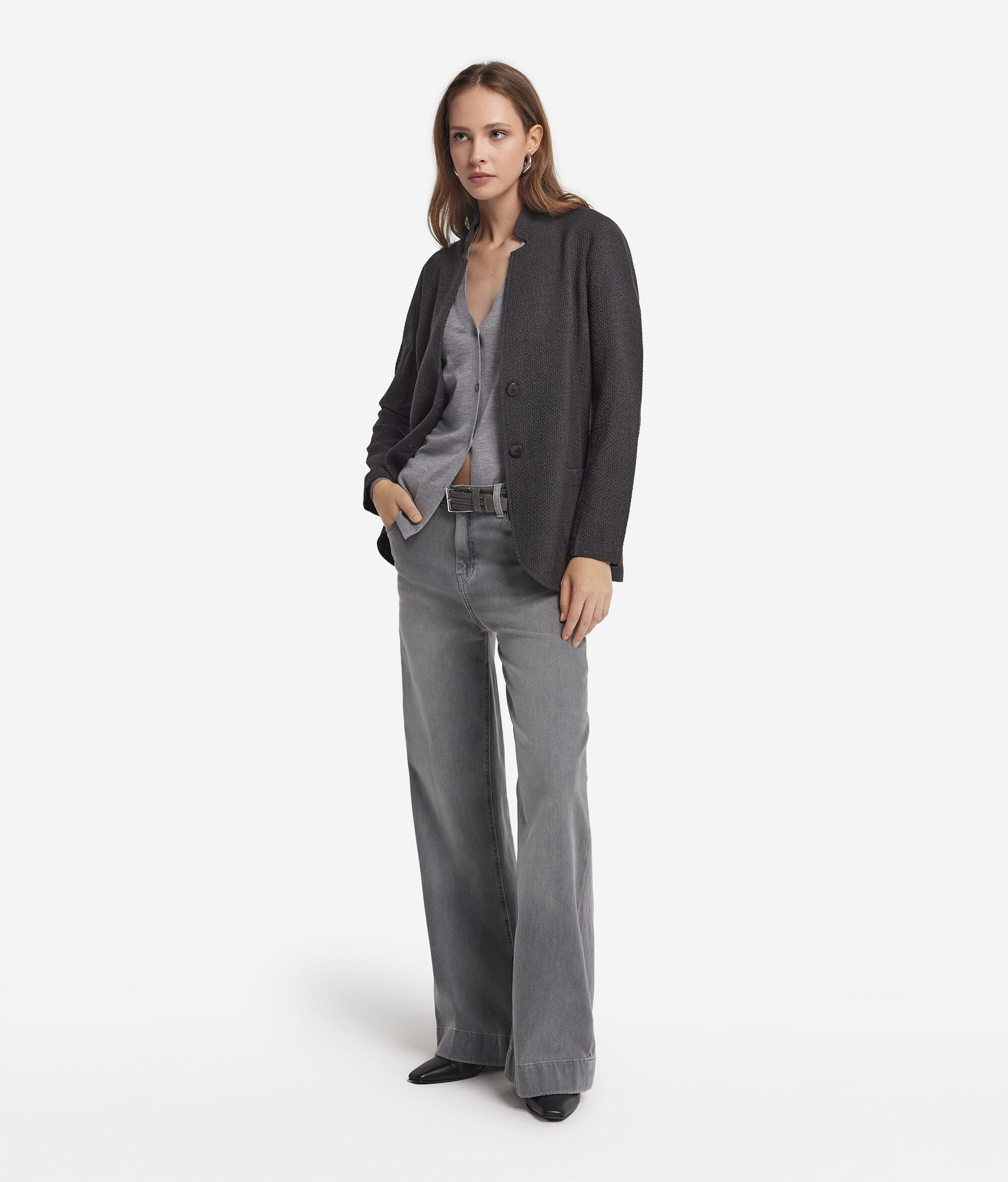 Masculine inspired mouliné jacket