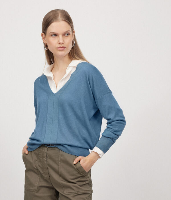 Pull à col V en cachemire ultra-fin
