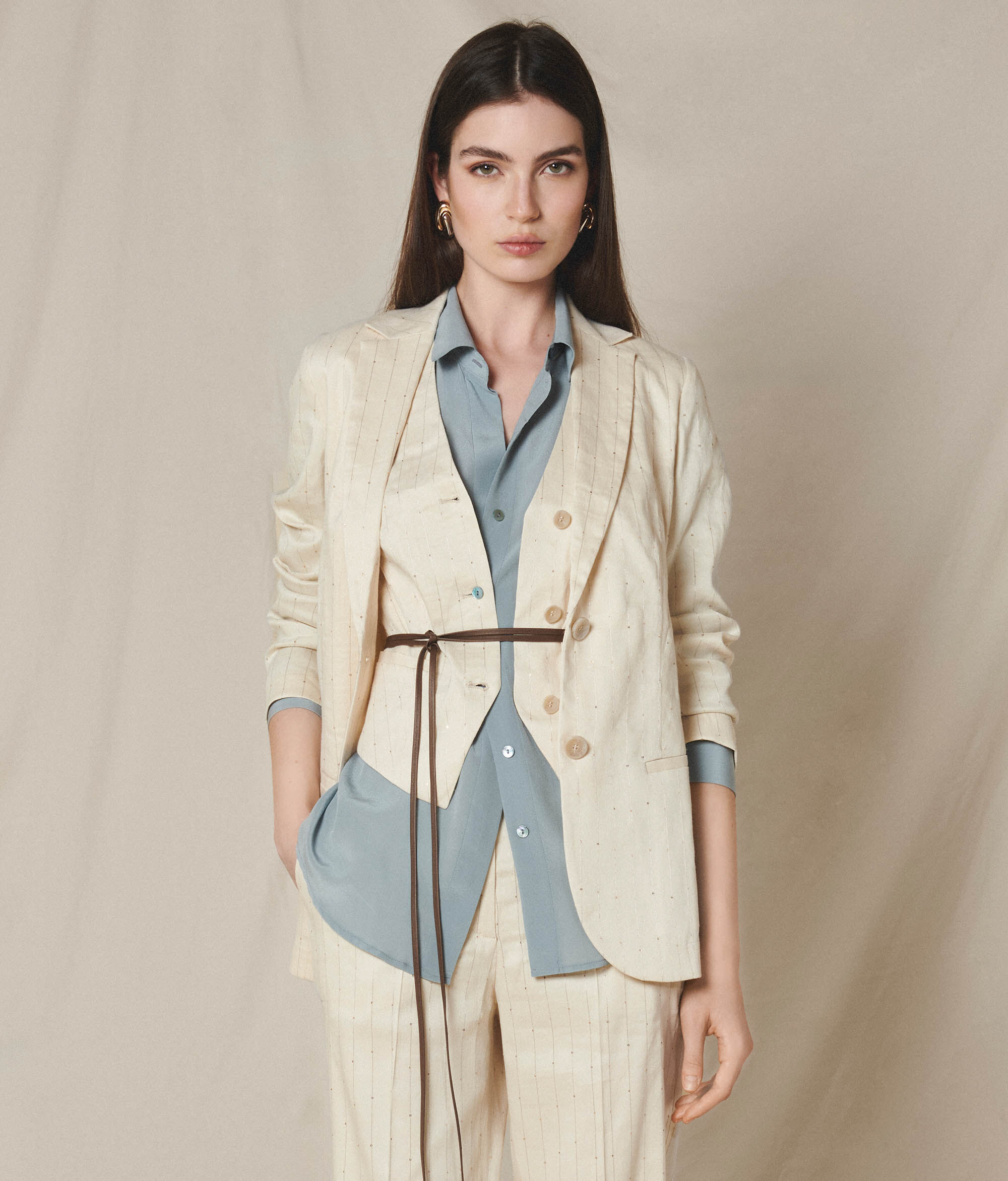 Sequin pinstripe jacket