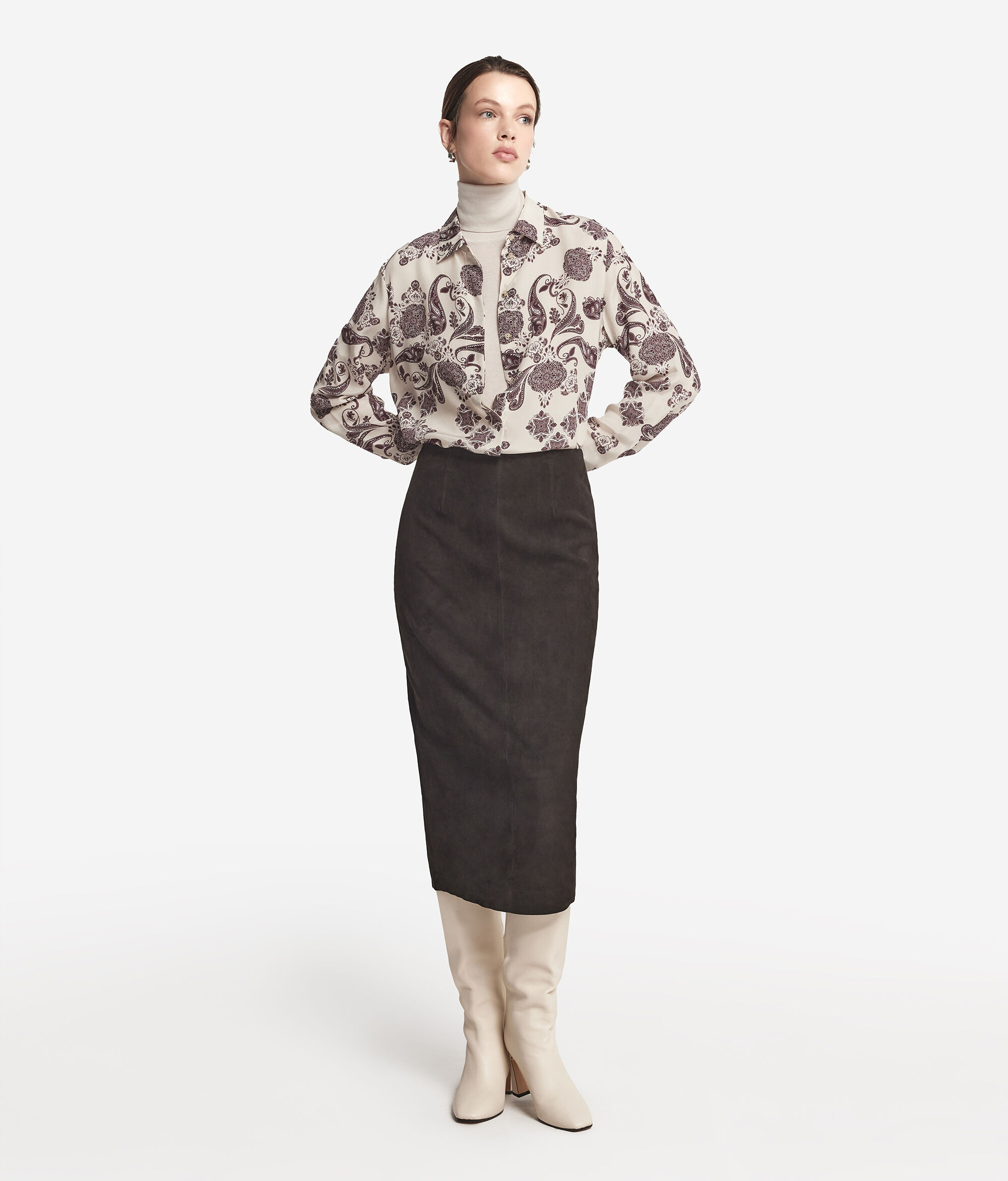 Printed Silk Shirt with Collar