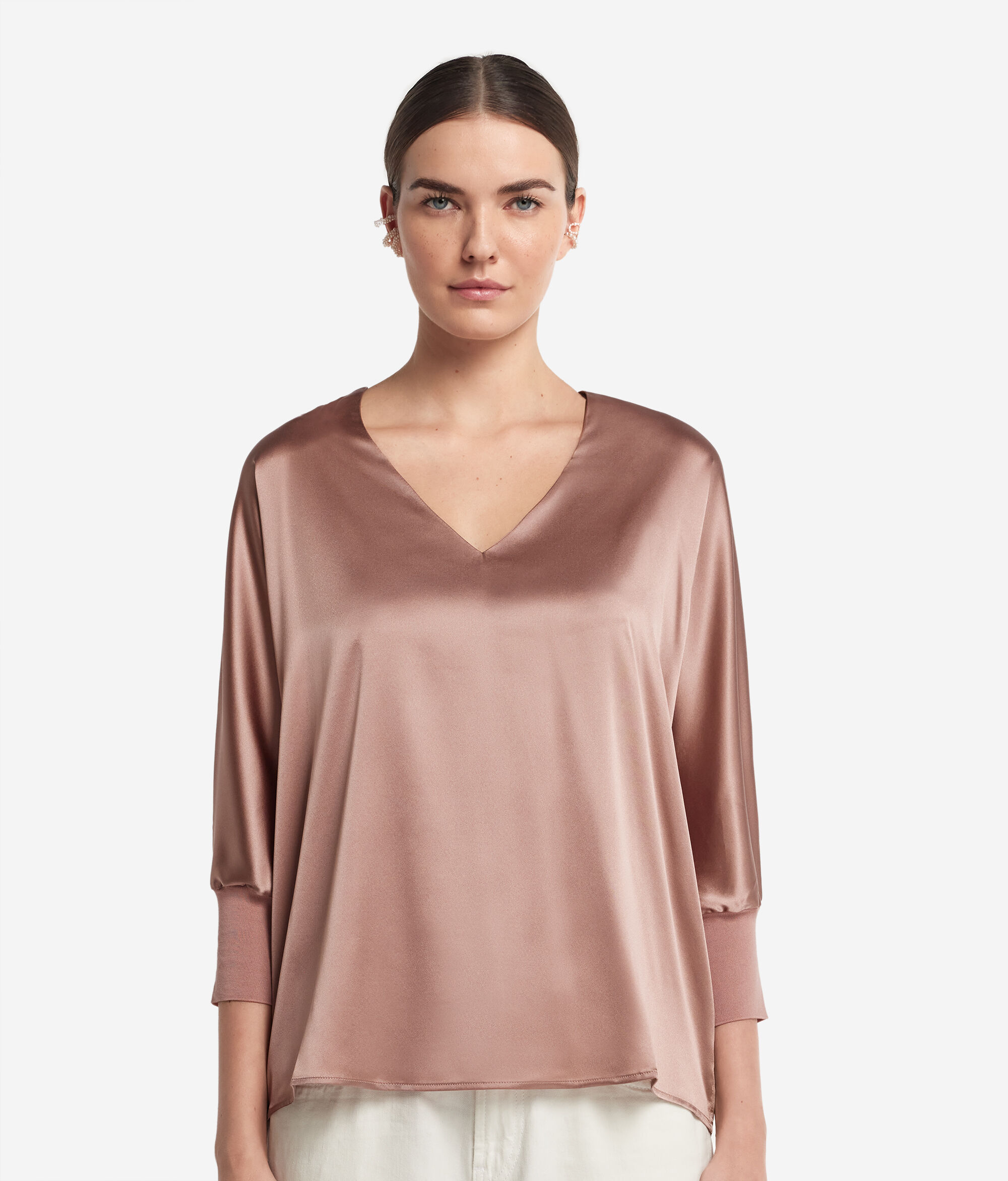 Blouse femme en soie à col en V