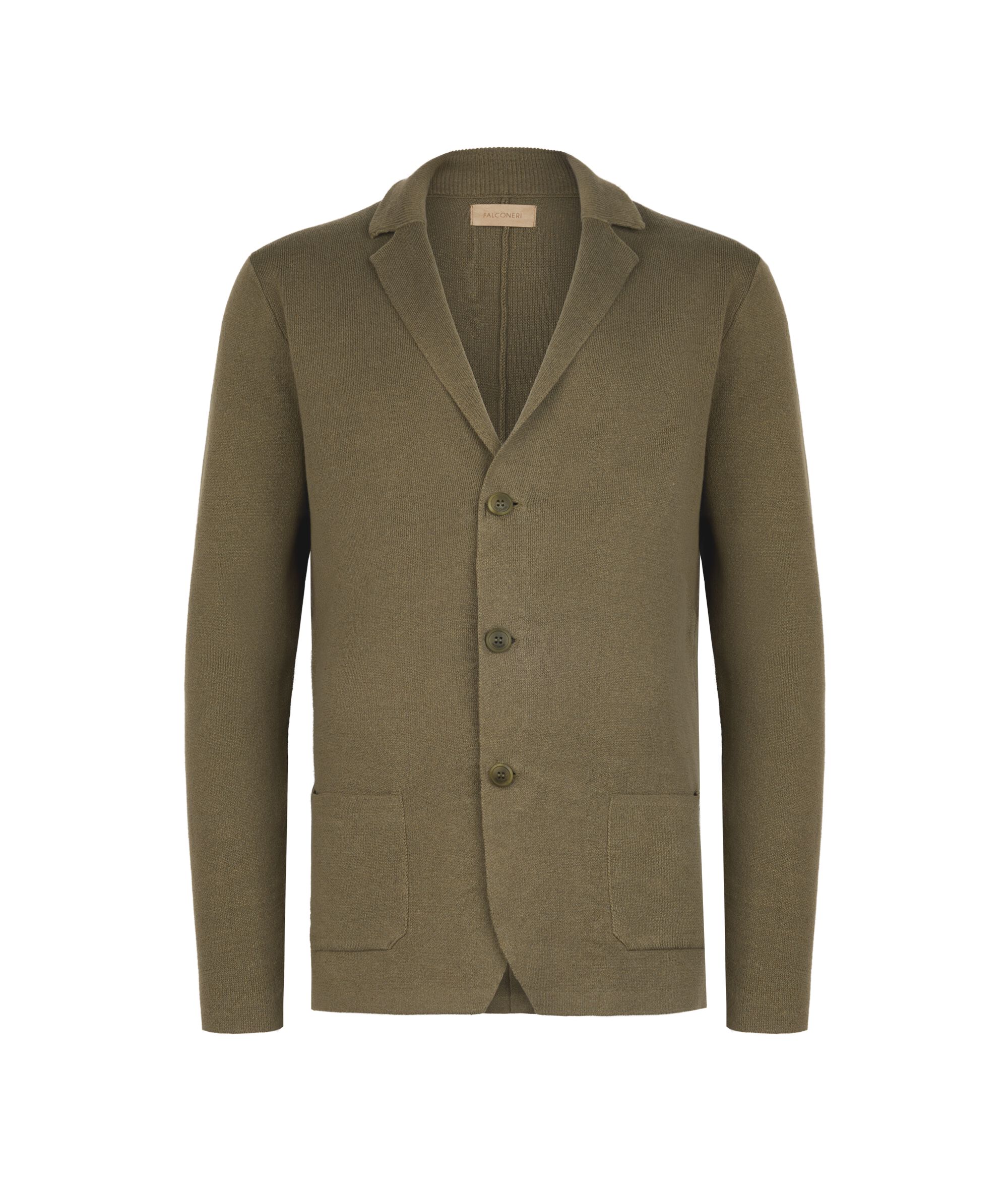 Linen and cotton fabric-stitch knit jacket