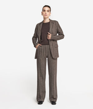 Pantalone Palazzo gessato in Cotone e Lana