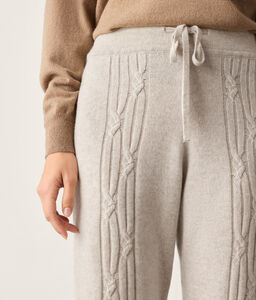 Pantalone a coste intrecciate in Cashmere Ultrasoft - NUDE