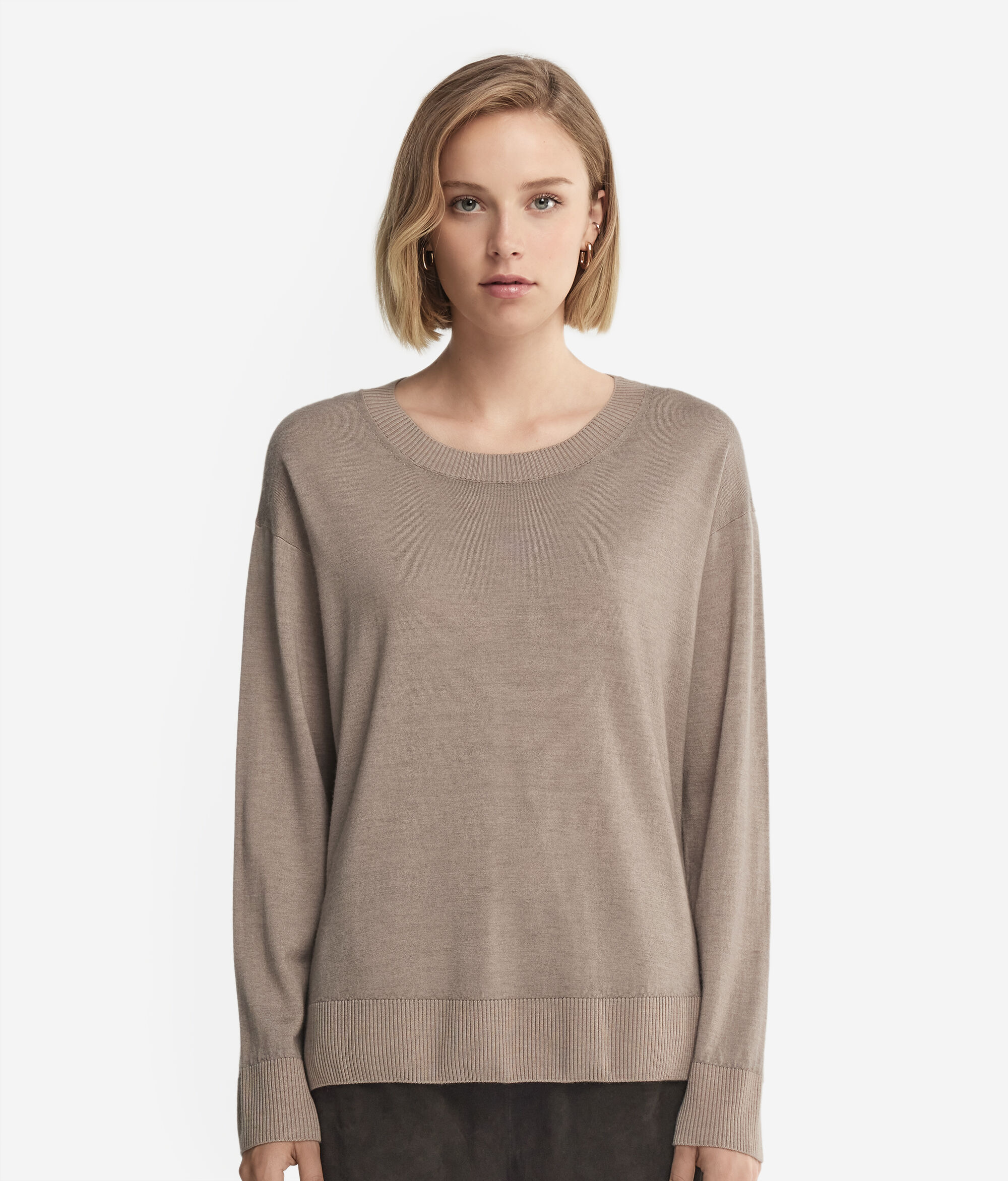 Maglia girocollo con spacchi in Cashmere Ultrafine