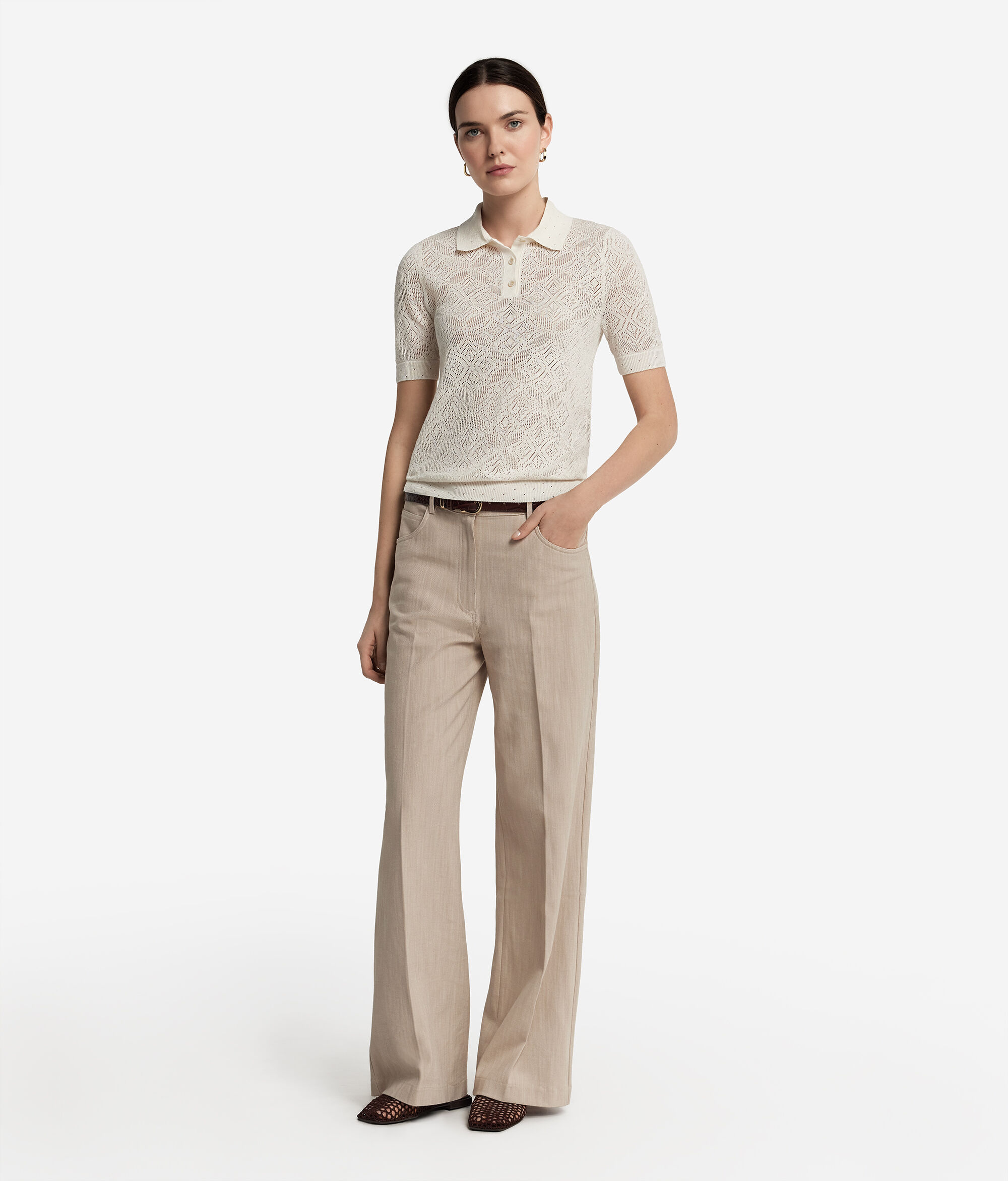 Polo ajouré en maille dentelle