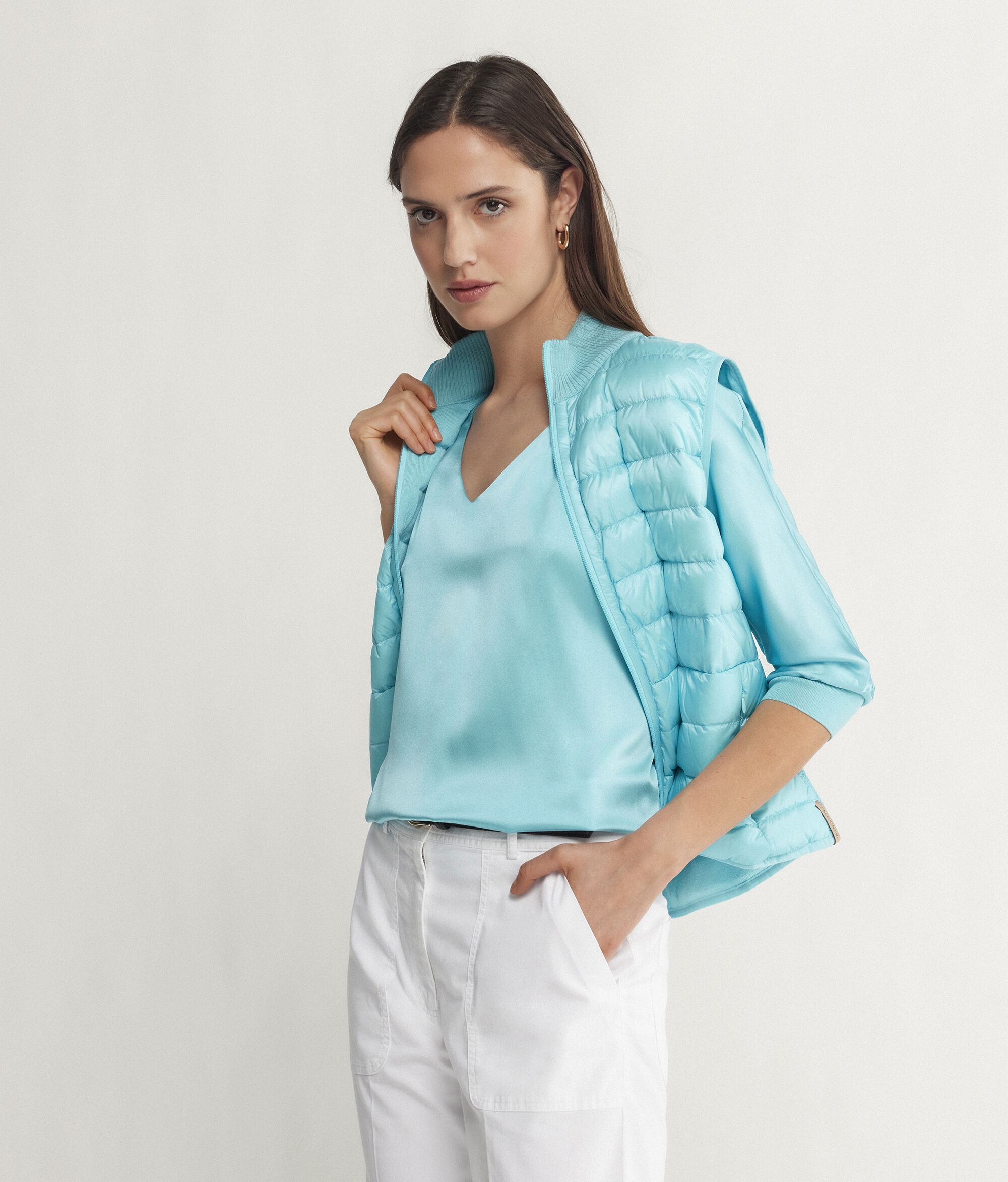 Blouse femme en soie à col en V