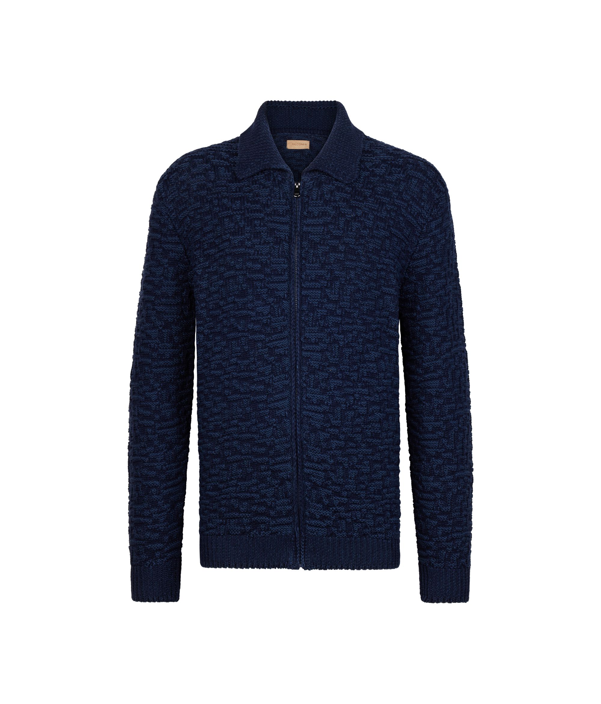Knitted Jacket with Zip Colore Blue