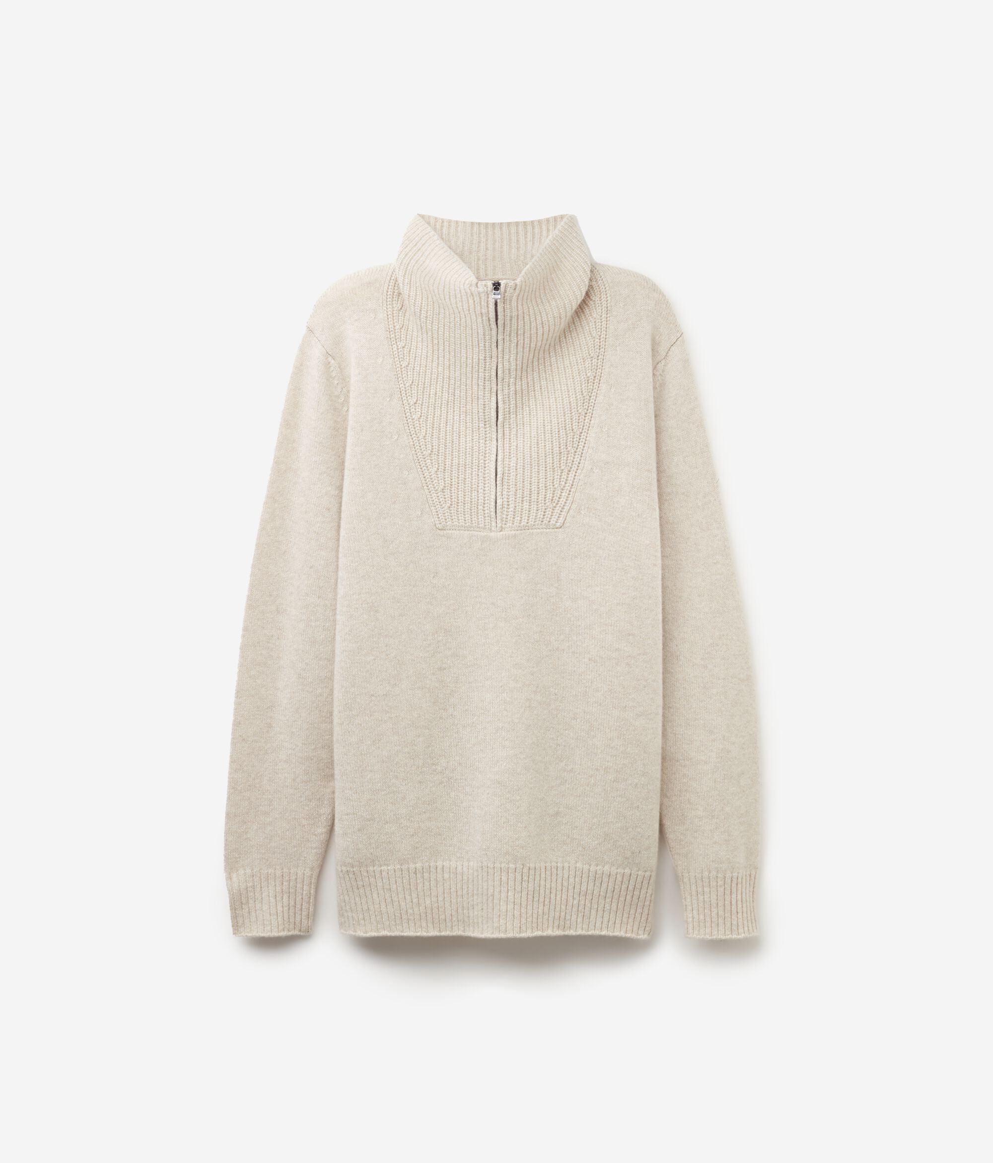 Ultrasoft Cashmere High-Neck Collar Jersey with Zip