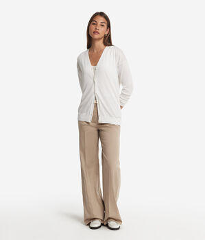 Long-Sleeved Silk and Cotton Cardigan