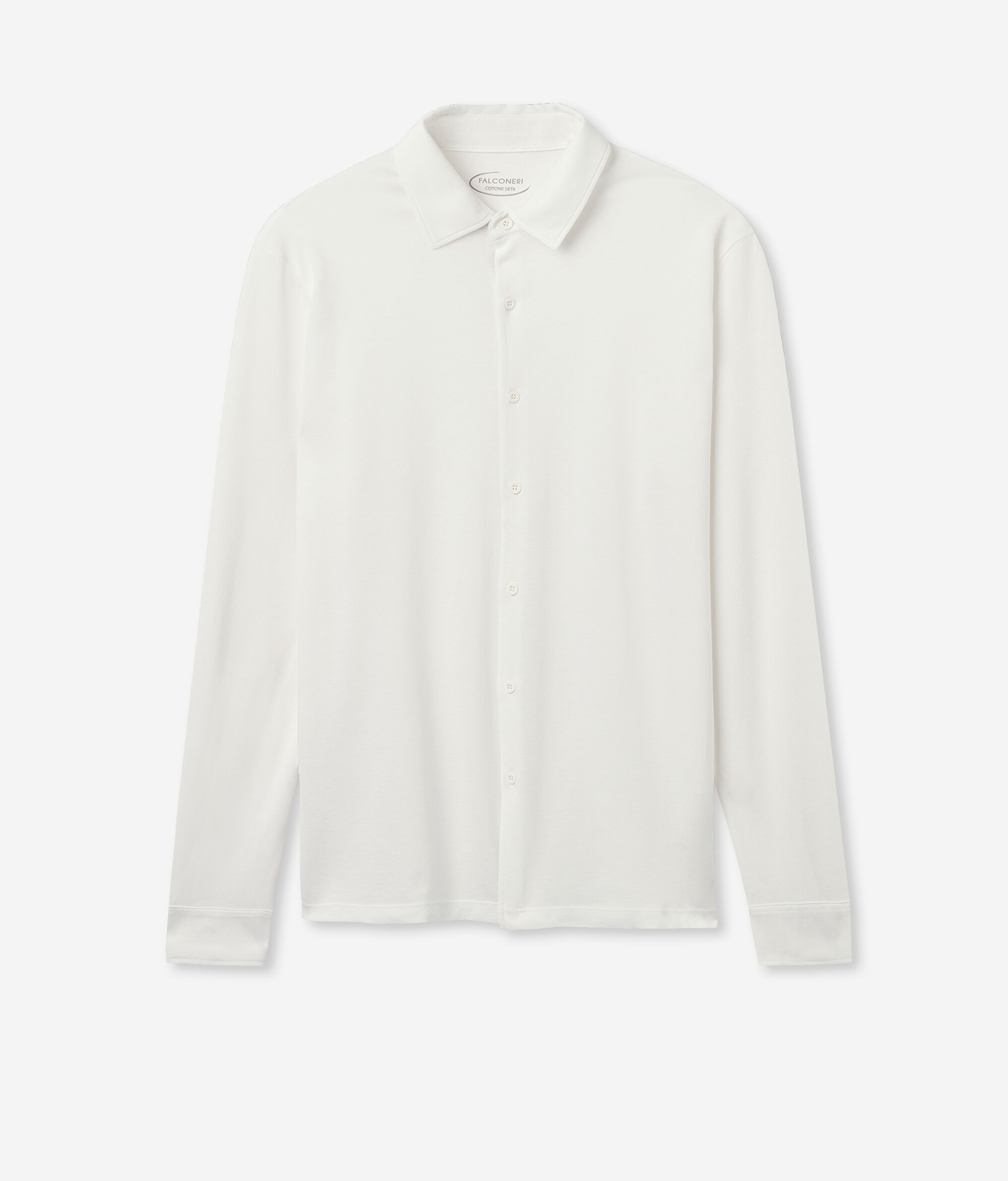 Camisa de màniga llarga en piqué de cotó i seda