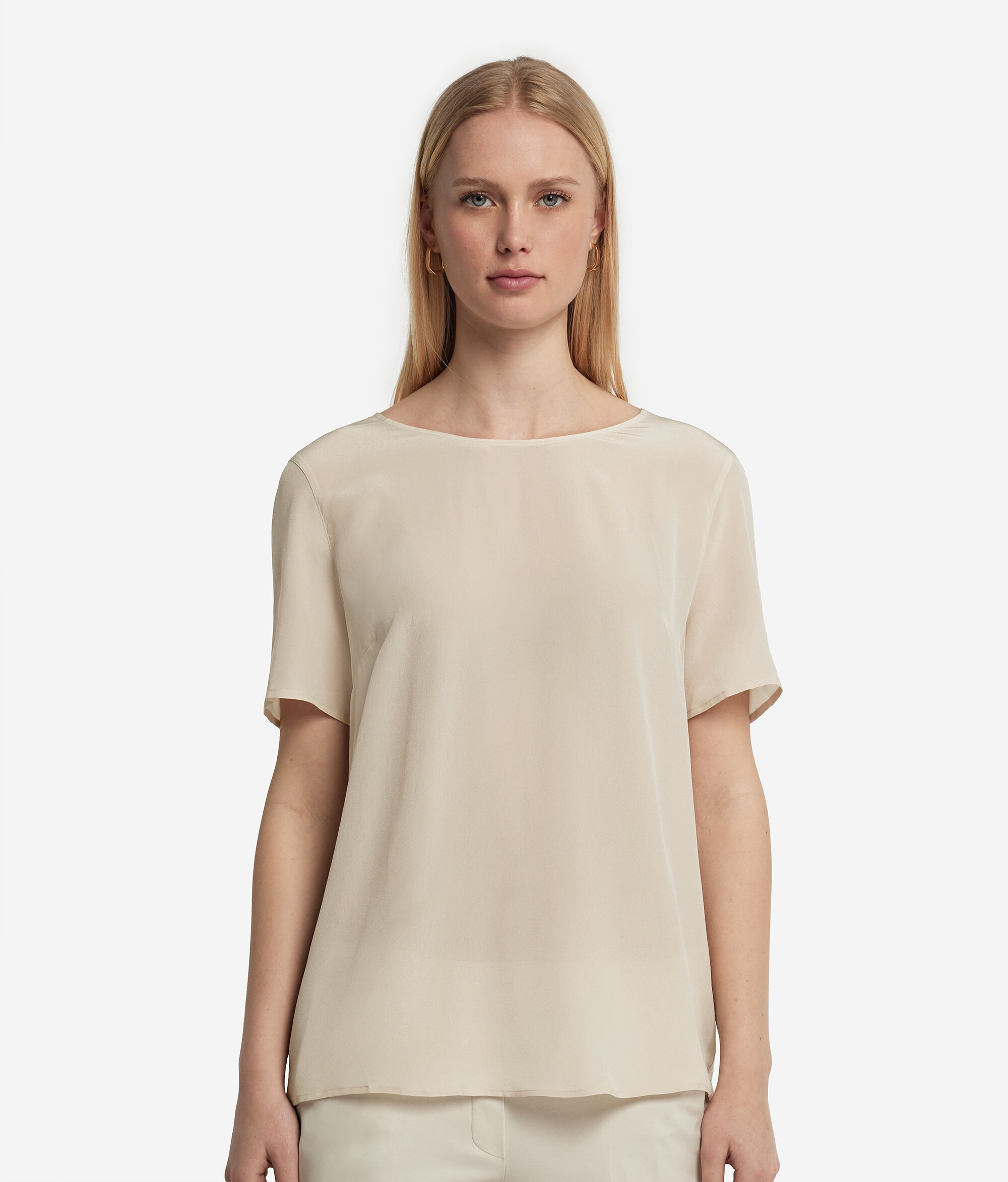 シルク クルーネック Tシャツ