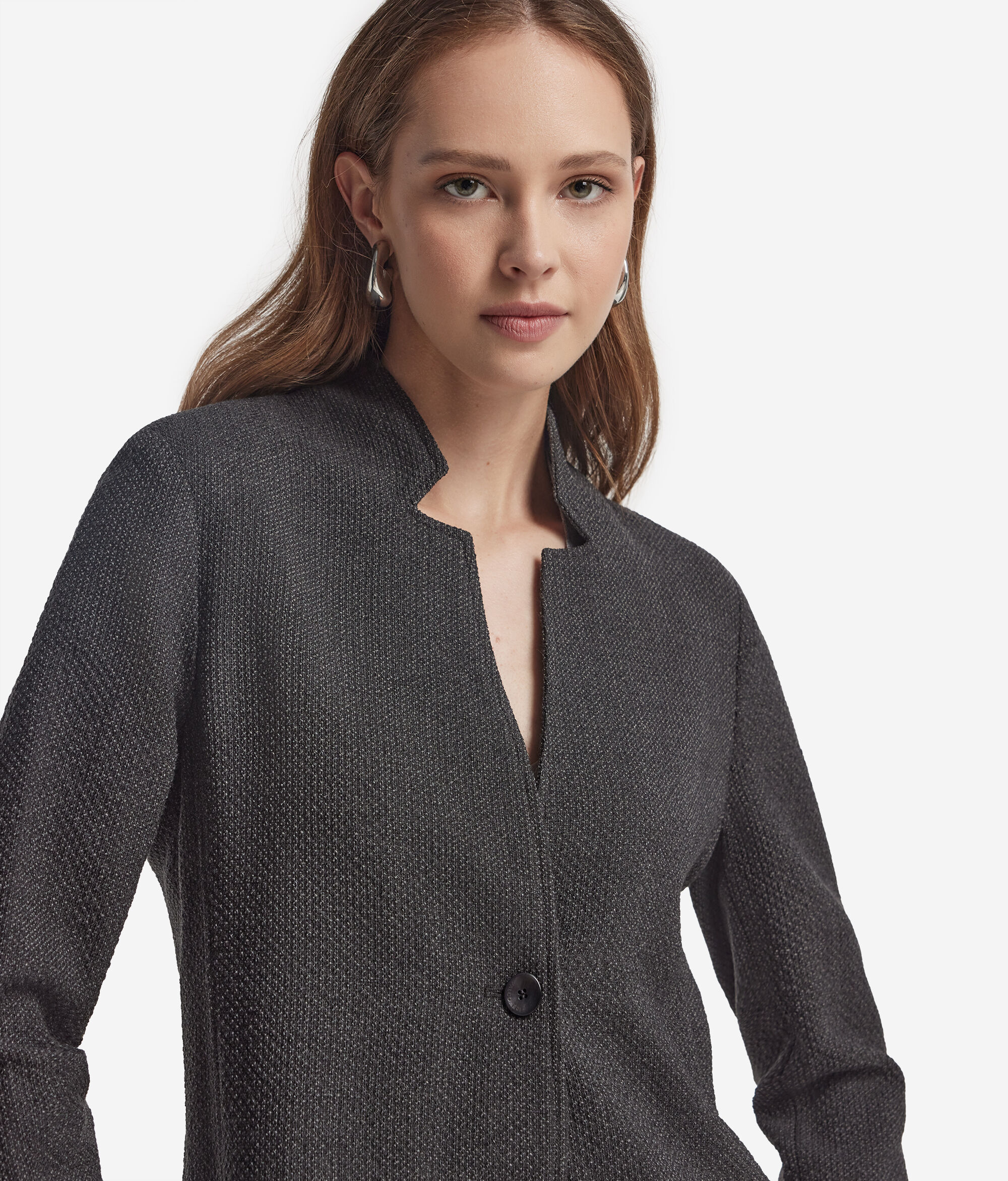 Masculine inspired mouliné jacket
